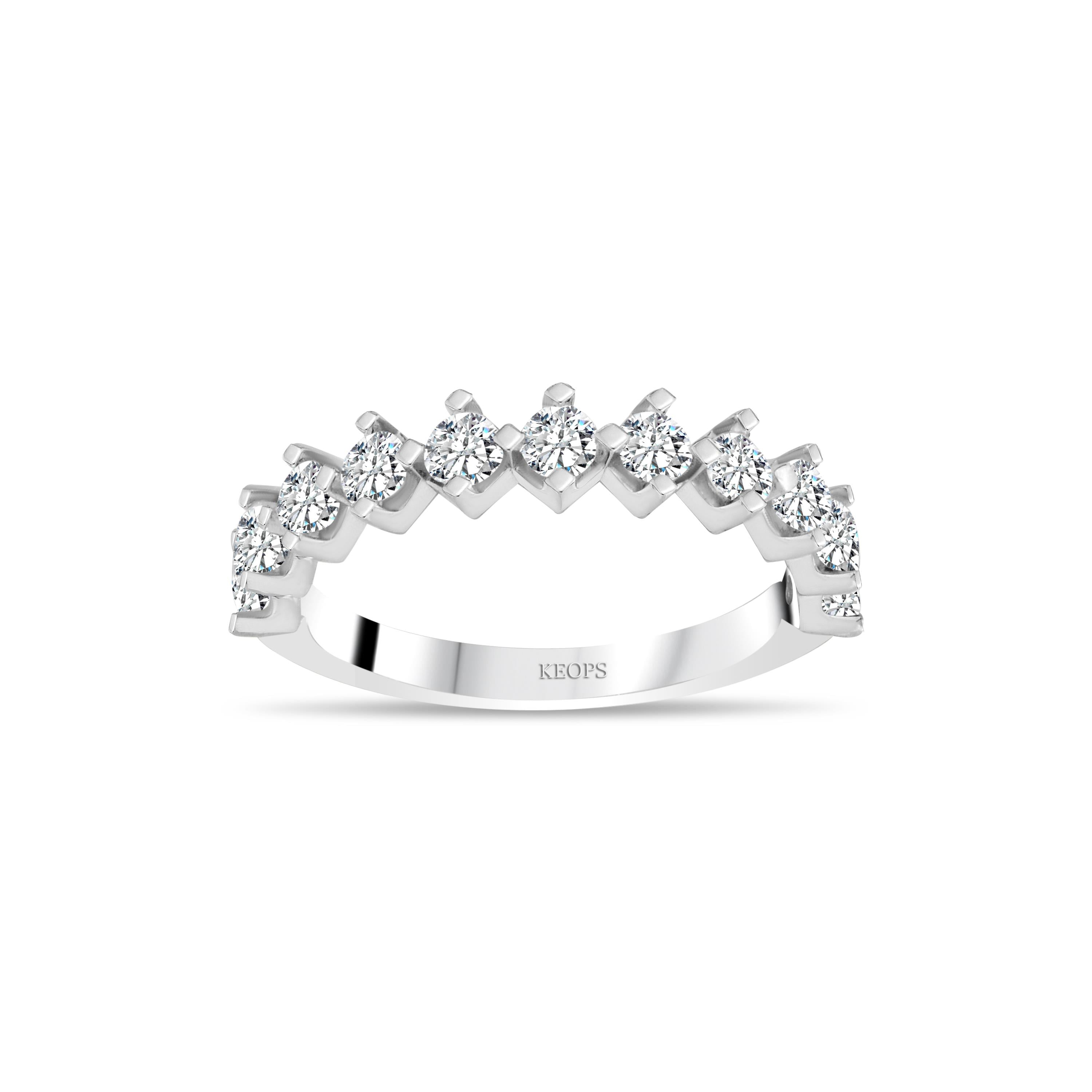 F Renk 0.86 Karat Pırlanta Çapraz Yarımtur Yüzük - IDL Sertifikalı