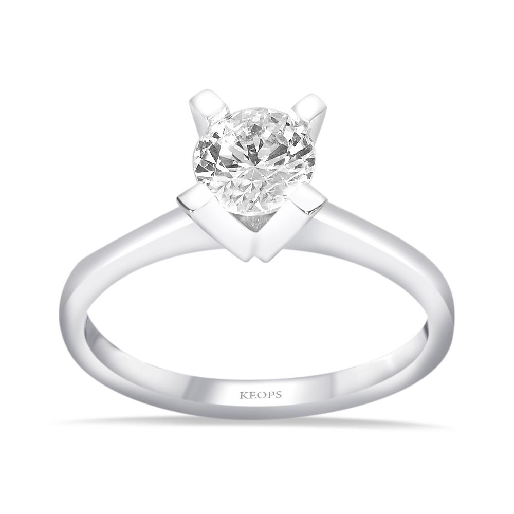 F Renk 0.60 Karat Pırlanta Tektaş Yüzük - HRD Sertifikalı