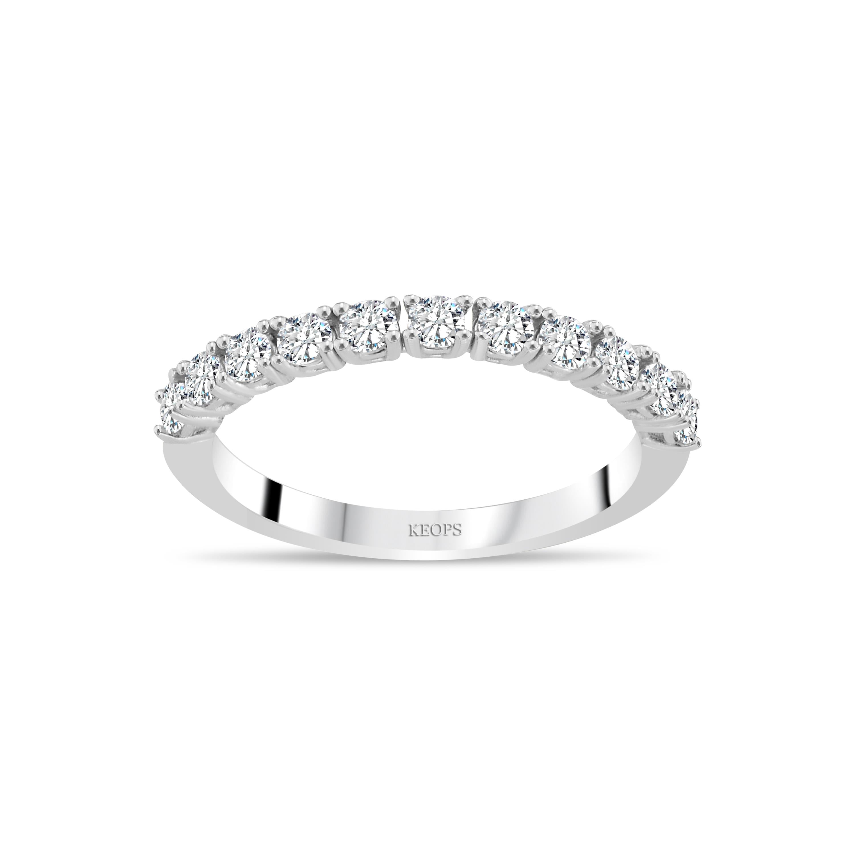 F Renk 0.50 Karat Pırlanta Yarımtur Yüzük - IDL Sertifikalı