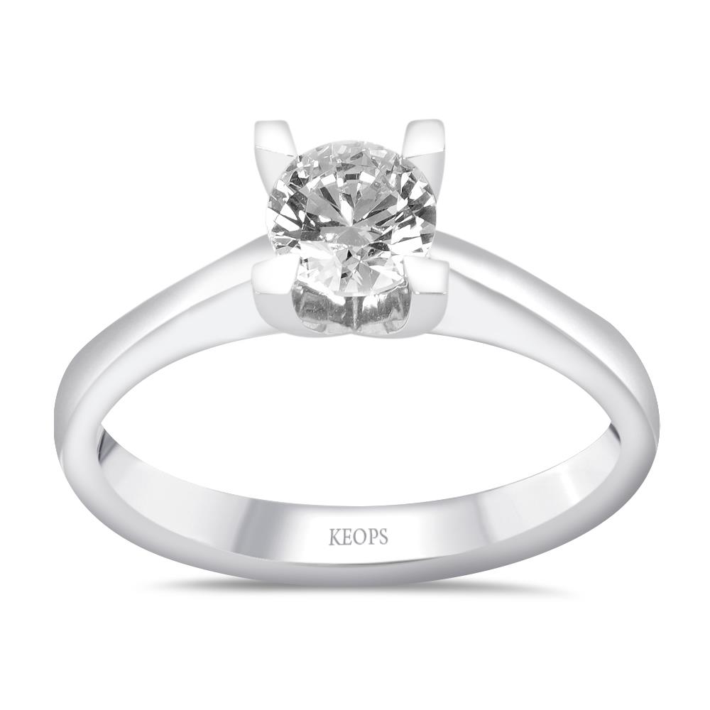 F Renk 0.50 Karat Pırlanta Tektaş Yüzük - HRD Sertifikalı