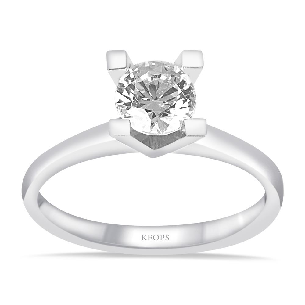 F Renk 0.60 Karat Pırlanta Tektaş Yüzük - HRD Sertifikalı