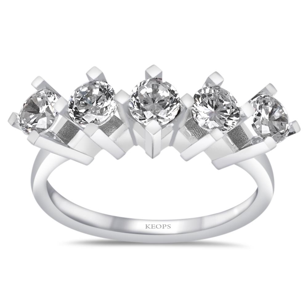 F Renk 1.10 Karat Pırlanta Beştaş Yüzük