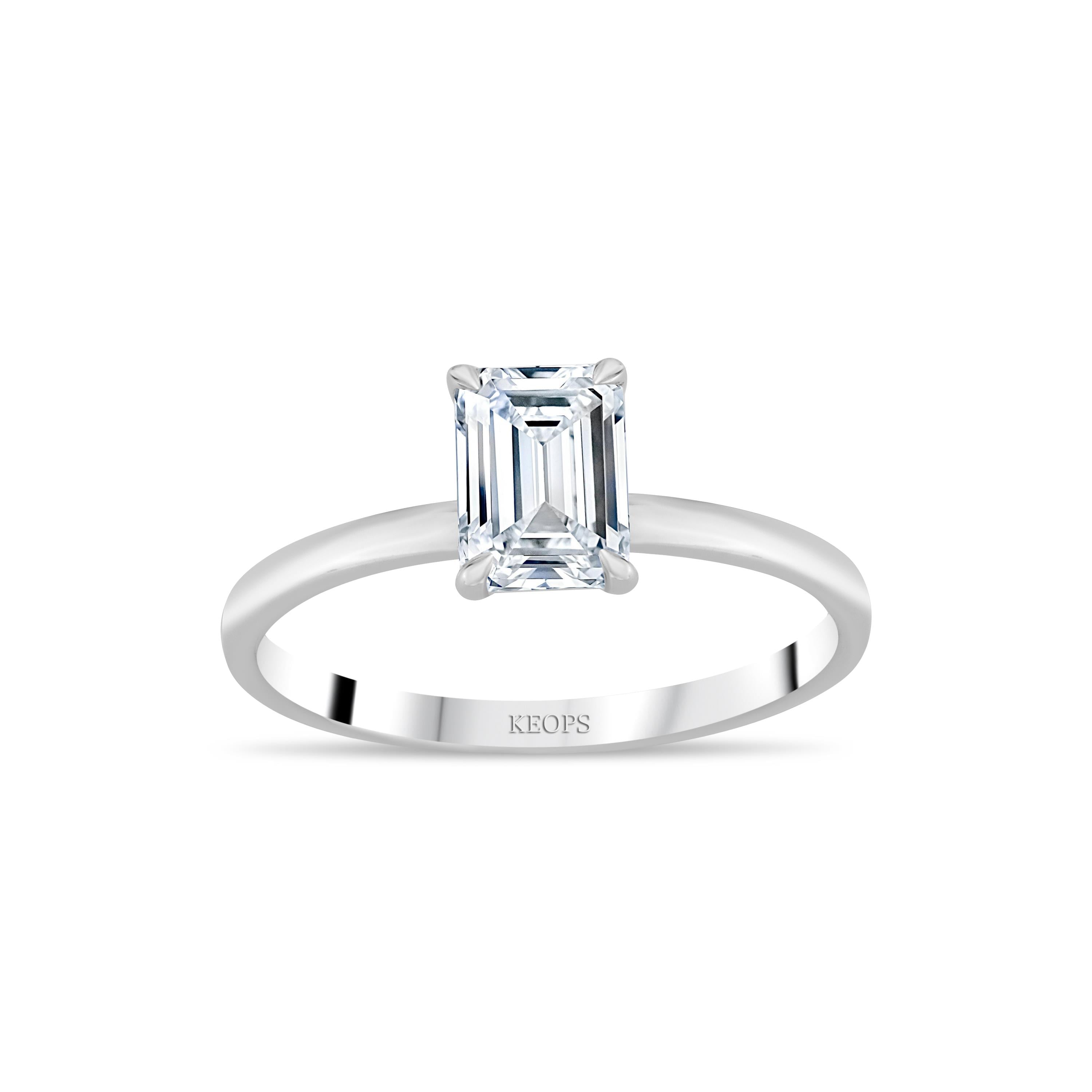 F Renk 1 Karat Emerald Pırlanta Tektaş Yüzük