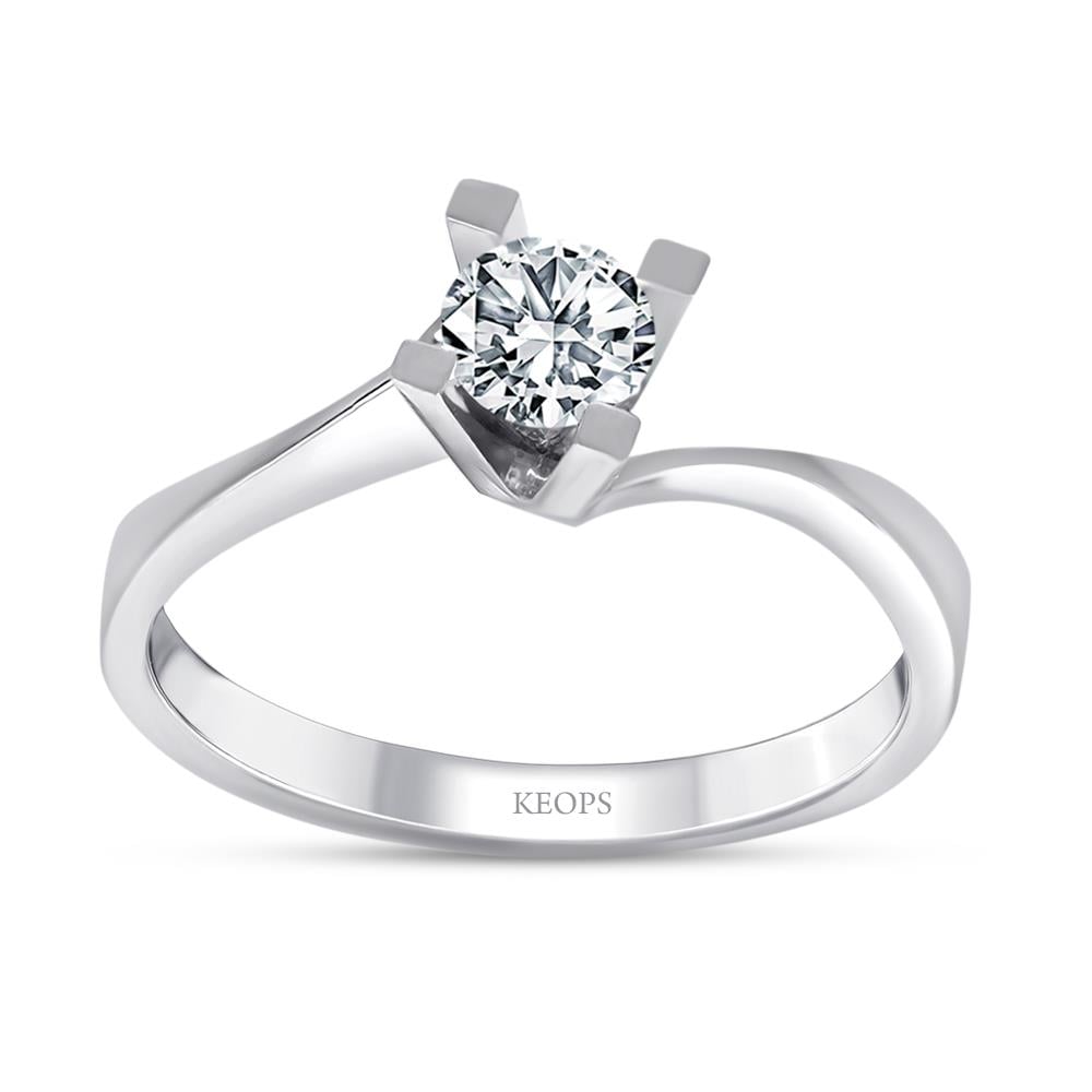 G Renk 0.40 Karat Pırlanta Tektaş Yüzük - HRD Sertifikalı