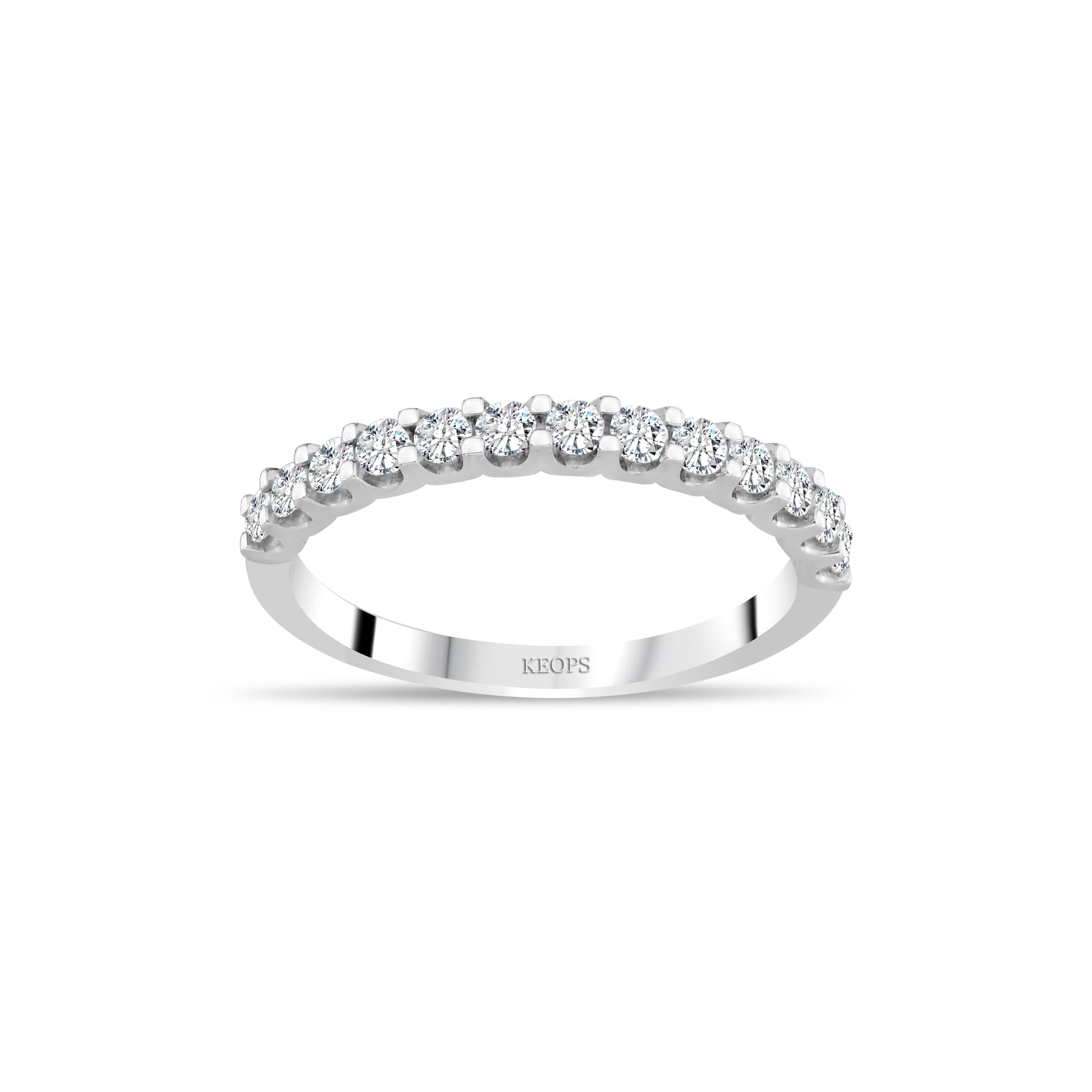 G Renk 0.45 Karat Pırlanta Yarımtur Yüzük - IDL Sertifikalı