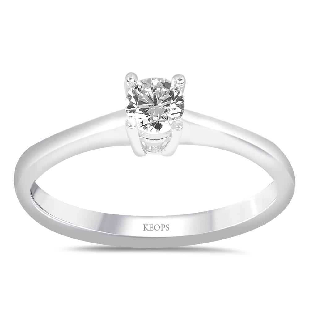 G Renk 0.30 Karat Pırlanta Tektaş Yüzük - HRD Sertifikalı