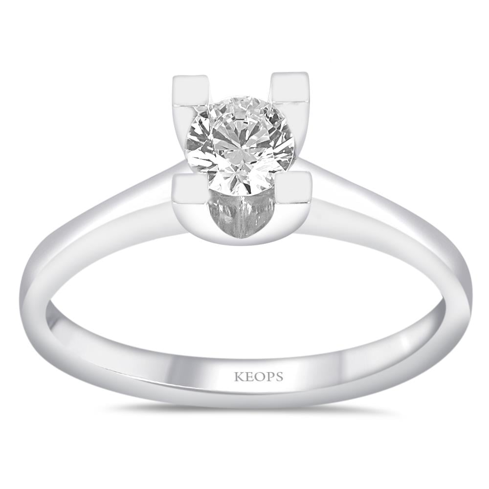 H Renk 0.30 Karat Pırlanta Tektaş Yüzük - HRD Sertifikalı