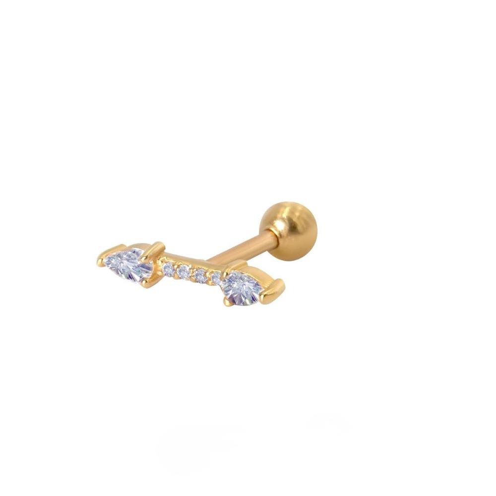 İki Uçlu Pırlanta Tragus Ok Küpe