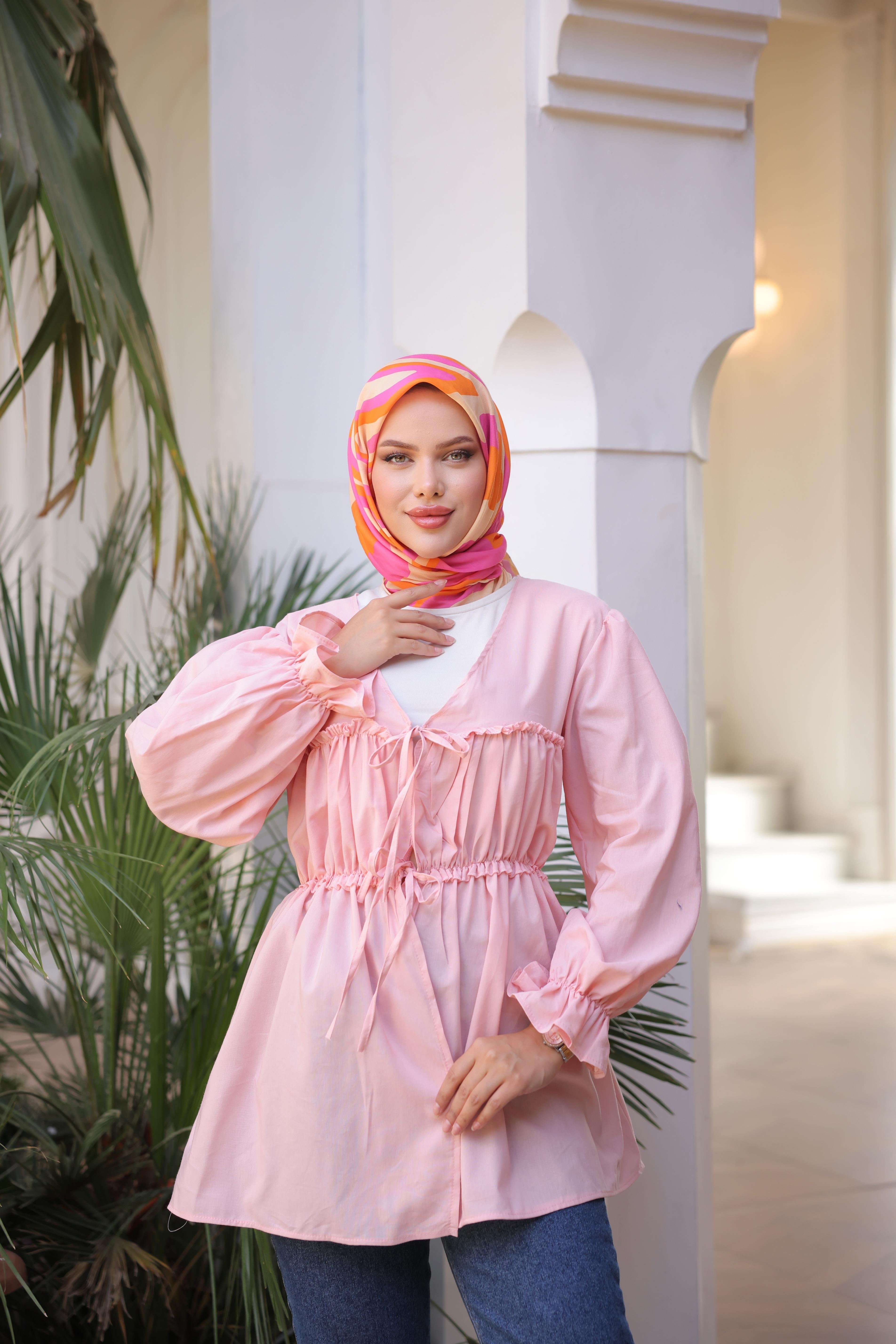 Beli Büzgülü Lastikli Kimono Tunik