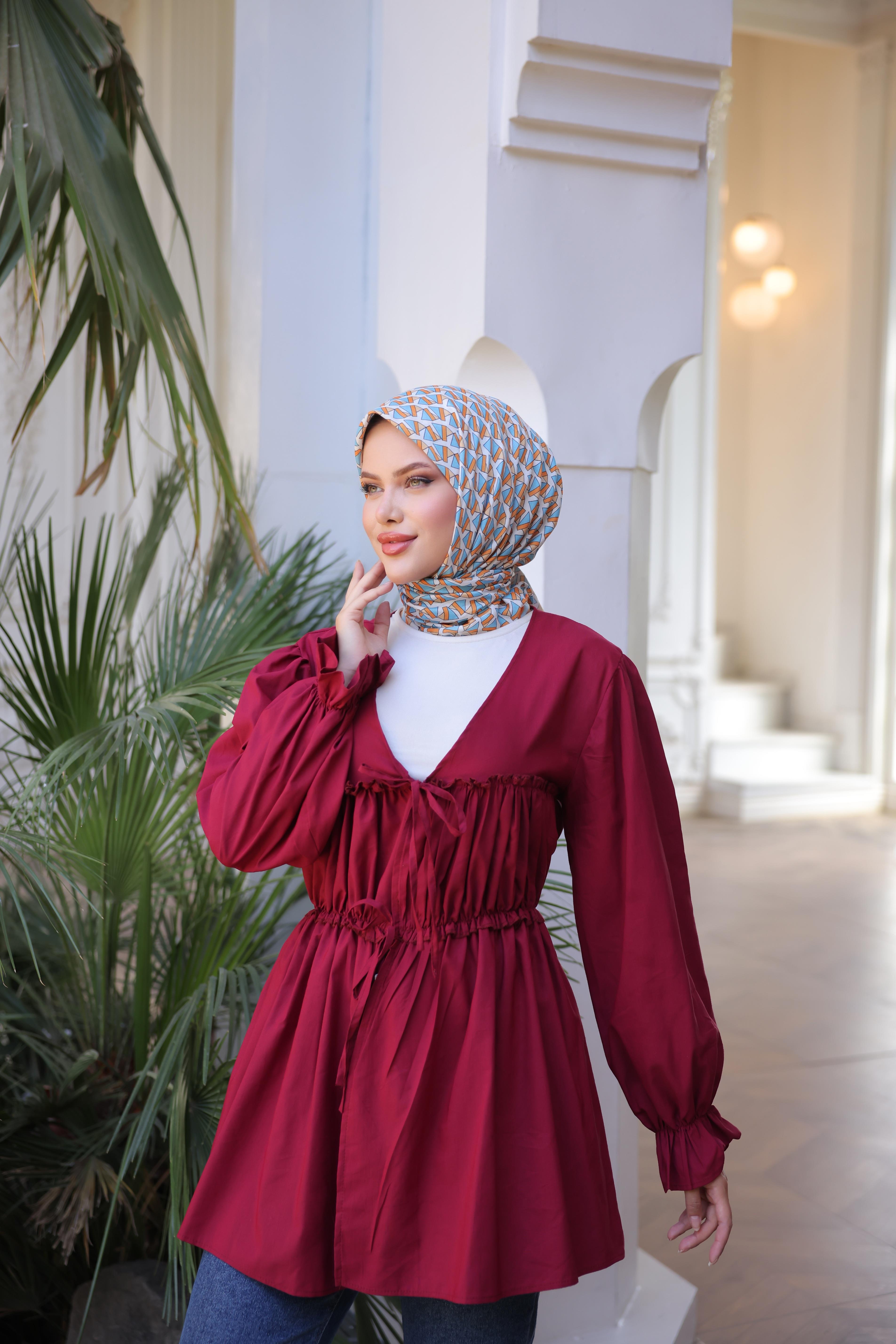 Beli Büzgülü Lastikli Kimono Tunik