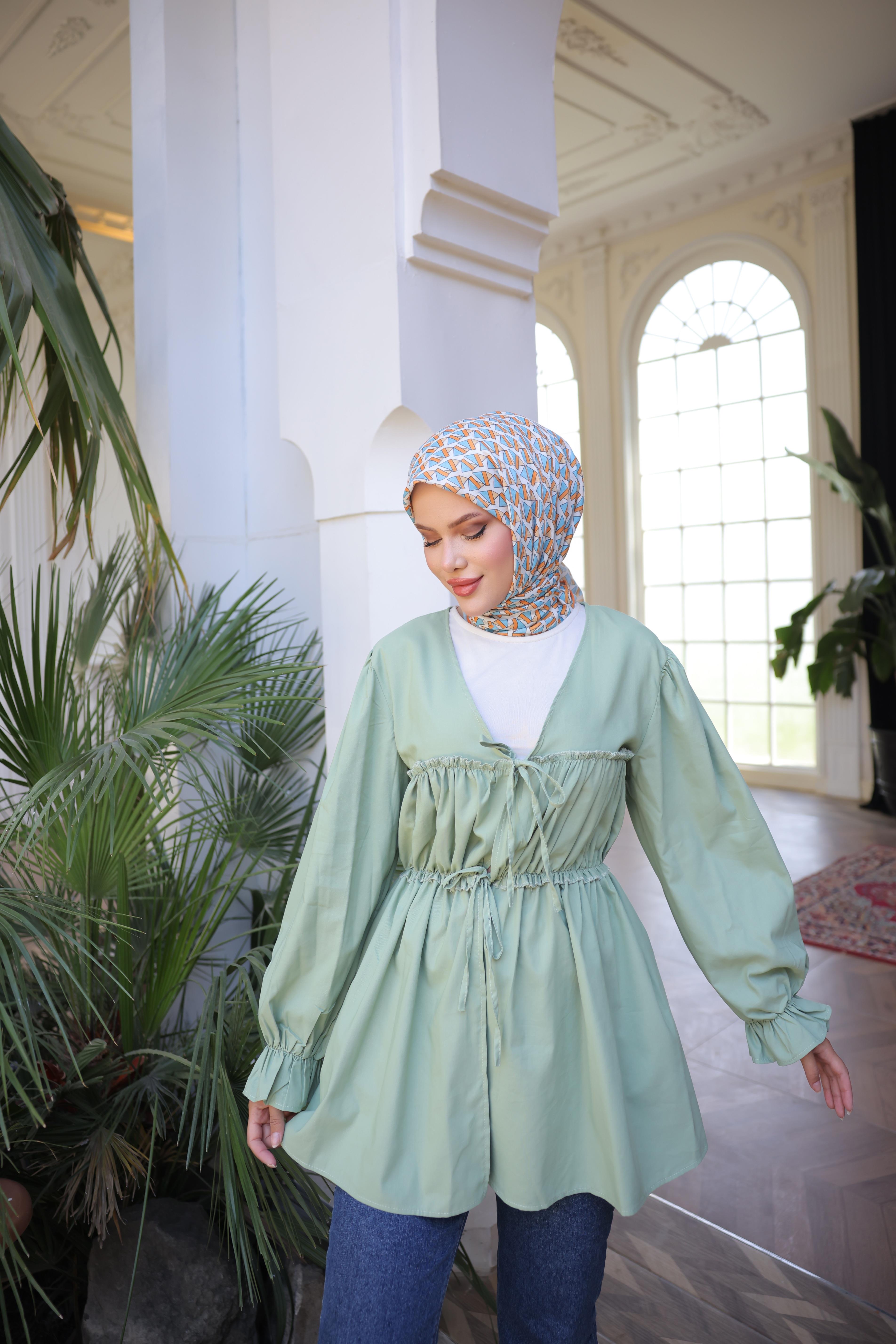 Beli Büzgülü Lastikli Kimono Tunik