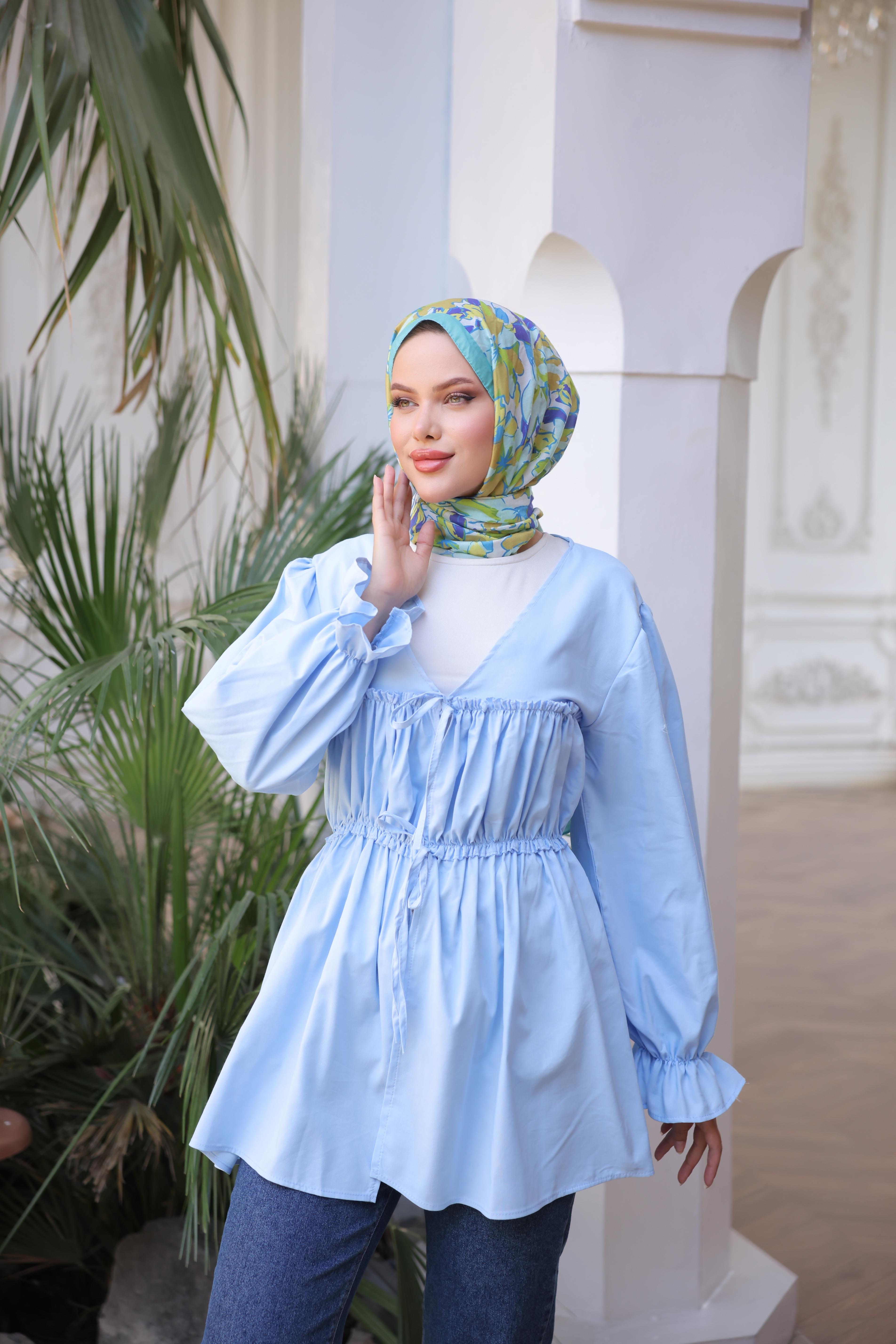 Beli Büzgülü Lastikli Kimono Tunik