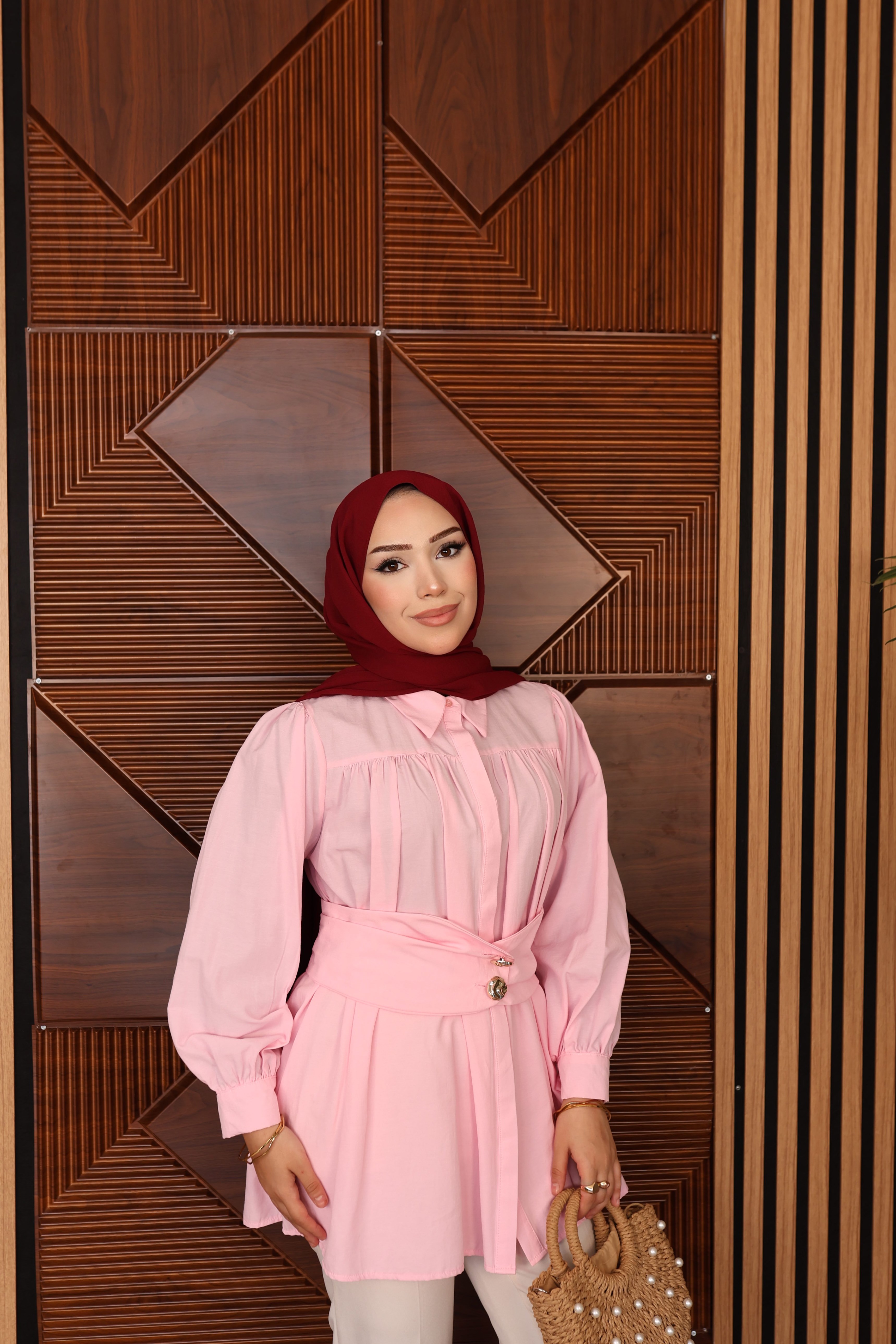 Sarı Dügmeli Korsajlı Tunik