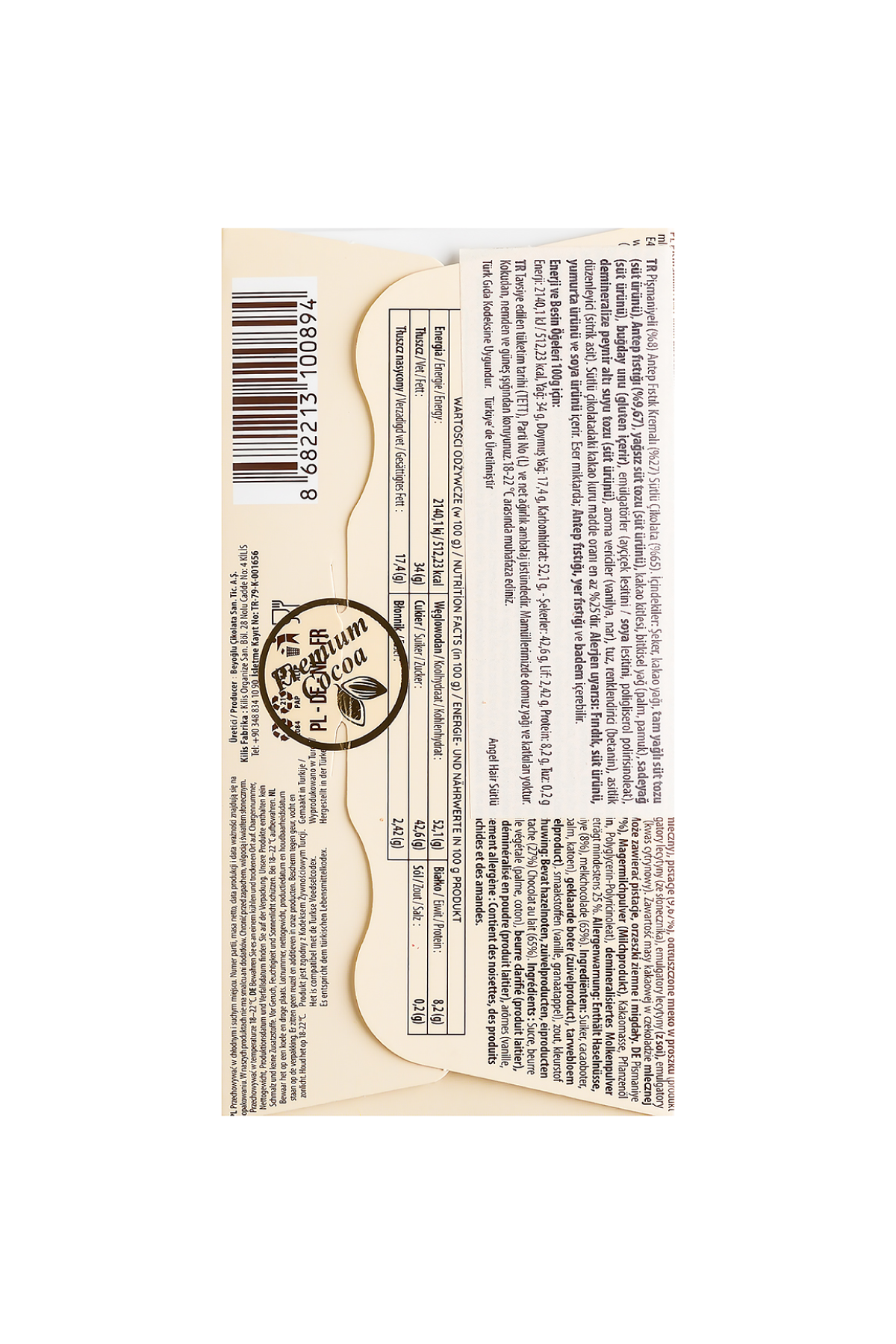 Angel Hair Milk Chocolate Filled with Pistachios and Cotton Candy 170 Gr.