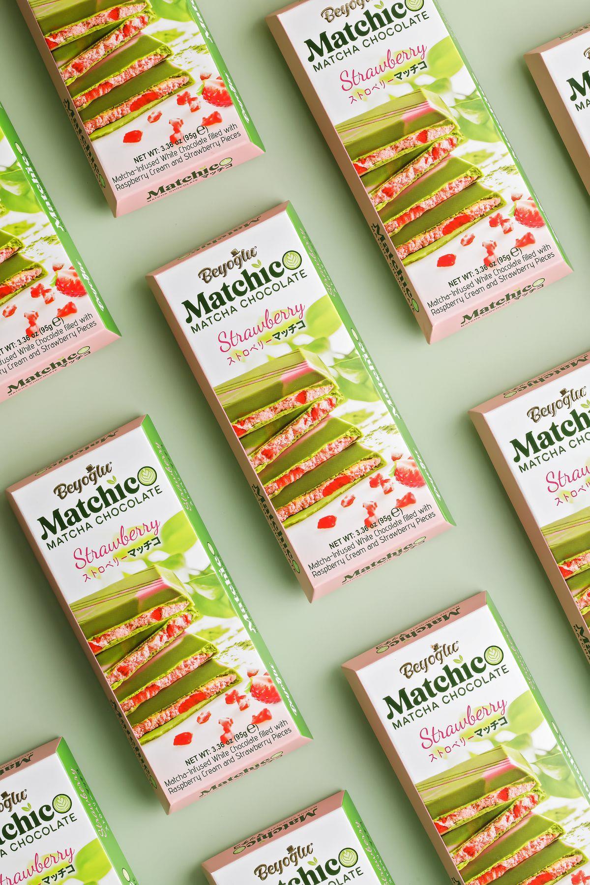 Matchico Matcha Çaylı Kremalı Ve Çilek Parçacıklı Beyaz Çikolata 95 Gr.