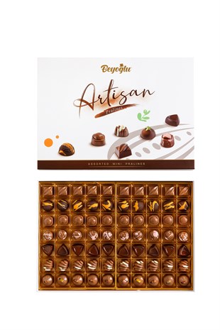 Beyoğlu Özel Seri - Artizan Çikolata Hediyelik Mix Çantalı Kutu Büyük BoyBeyoğlu Çikolata Artizan Assorted Mini Pralin 700 Gr. Hediyelik Kutu
