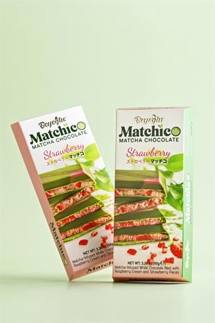 Beyoğlu Çikolata Matchiko Çilek Kremalı Ve Parçacıklı Matcha Çikolata 95 Gr.