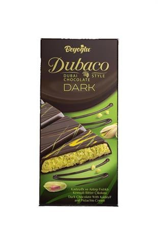 Beyoğlu Dubaco Dark Çıtır Kadayıflı Ve Antep Fıstık Kremalı Bitter Çikolata 200 Gr.