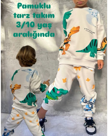 DİNAZOR DESENLİ PAMUKLU TAKIM