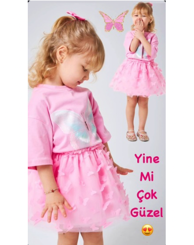 KELEBEK ETEKLİ PEMBE TAKIM