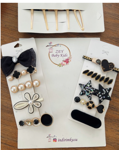 METAL KLİPSLİ 5'Lİ SİYAH SET 