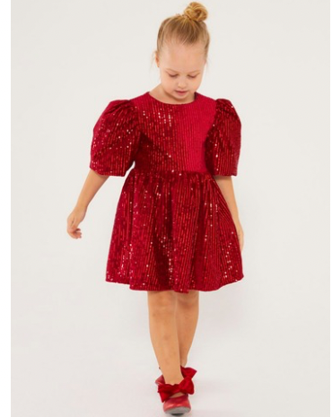 PAYETLİ KIRMIZI ELBİSE