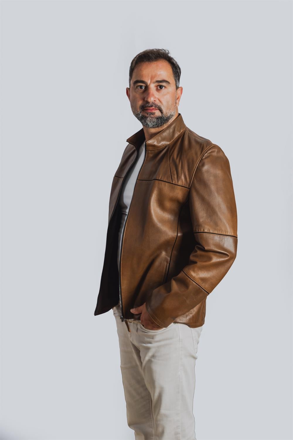 Tafta Kahverengi Erkek Deri Ceket
