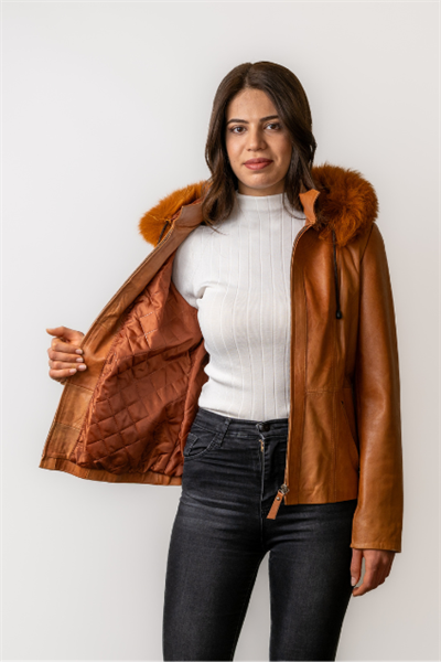 Antigua Tilki Kadın Deri Ceketi