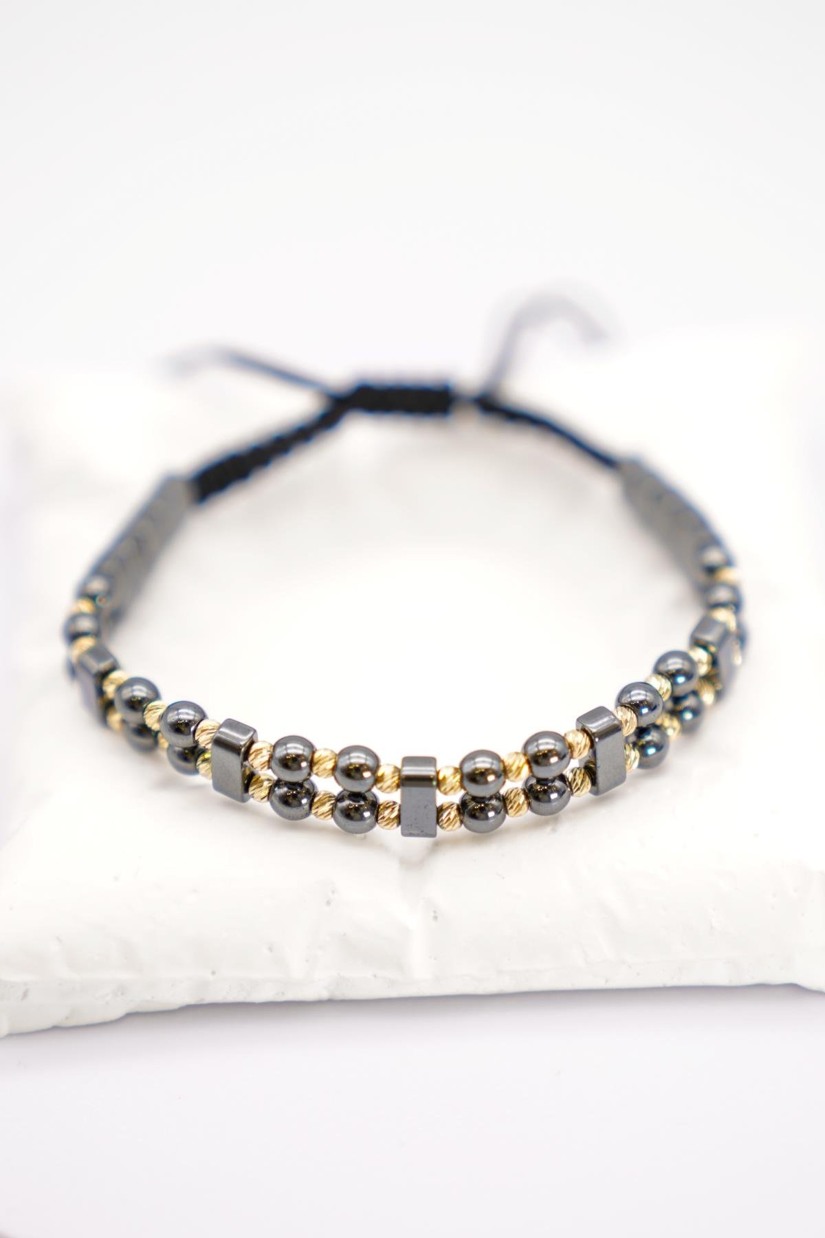 14 Ayar Altın Hematit Taşı Bileklik | Şık, Moderne Hafif Tasarımlı Minimal Takı