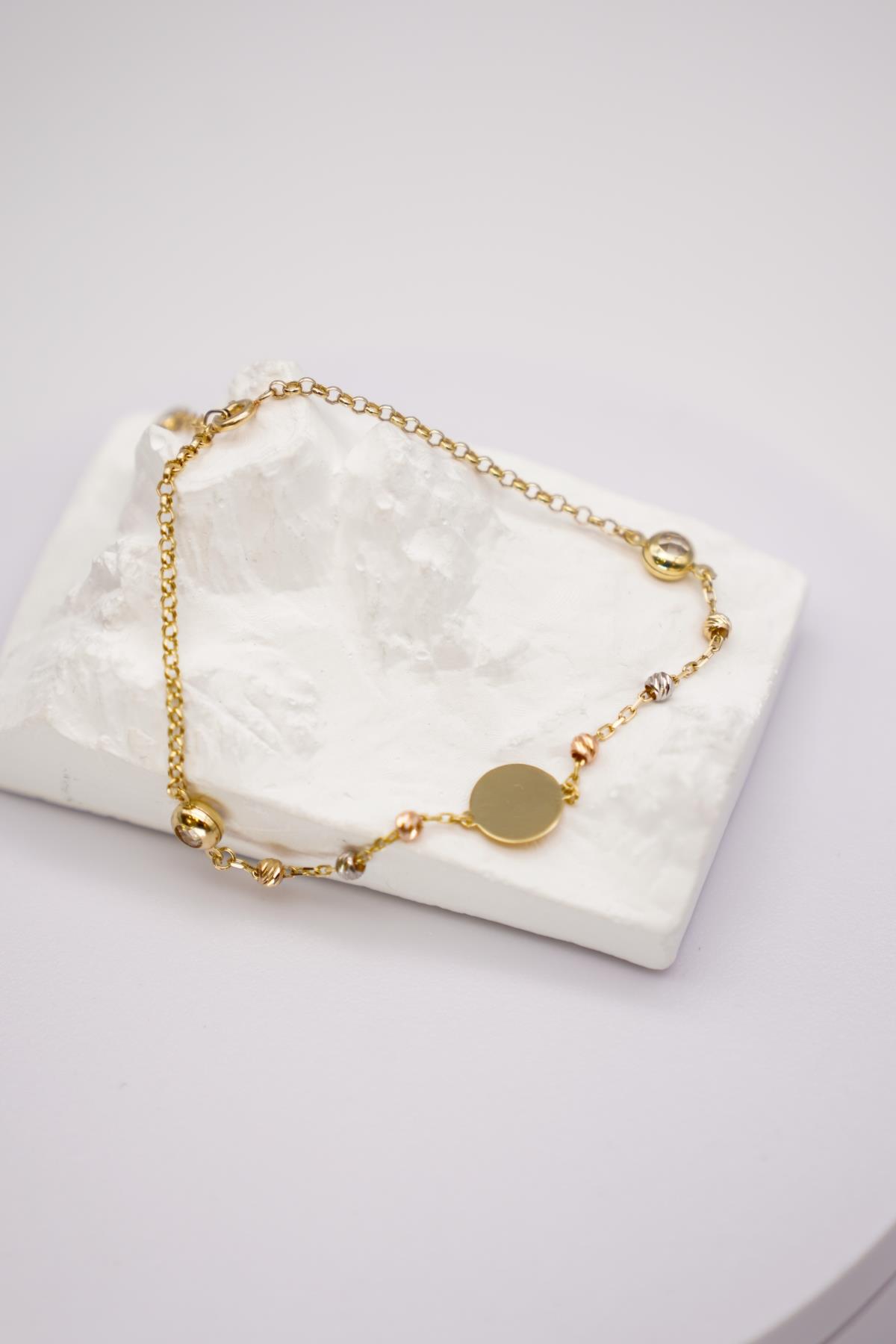 14 Ayar Altın Pullu Dorika Kadın Bileklik | Minimal Tasarım, Ayarlanabilir Şıklık