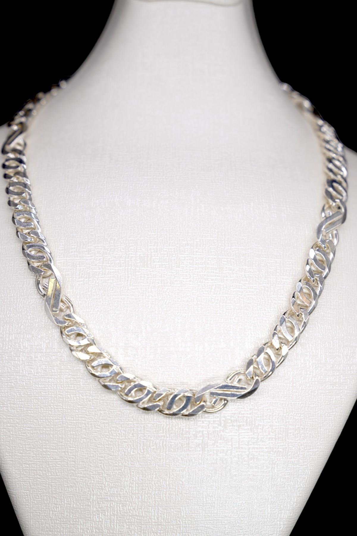 Gümüş Kaplan Gözü Zincir 925 Ayar