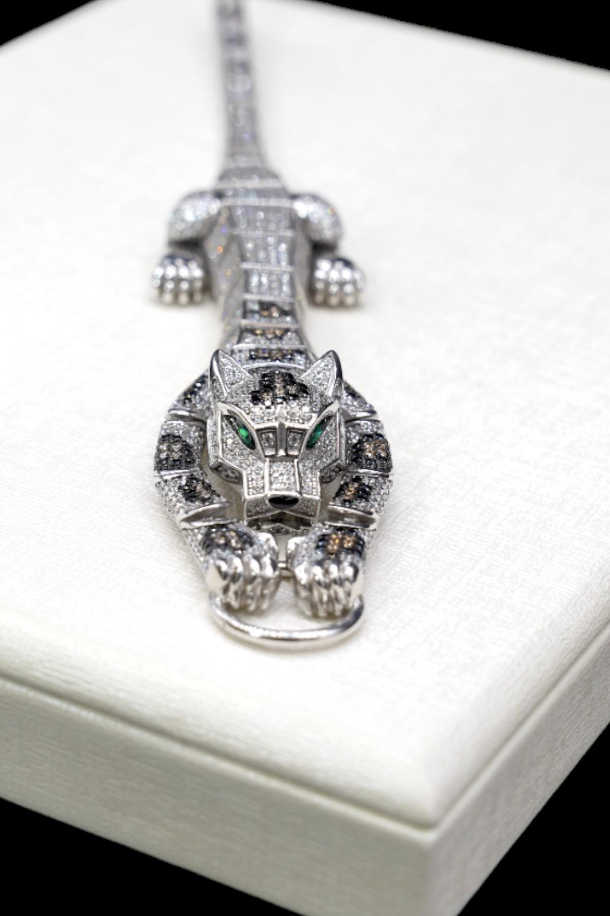 Leopar Gümüş Bileklik 925 Ayar