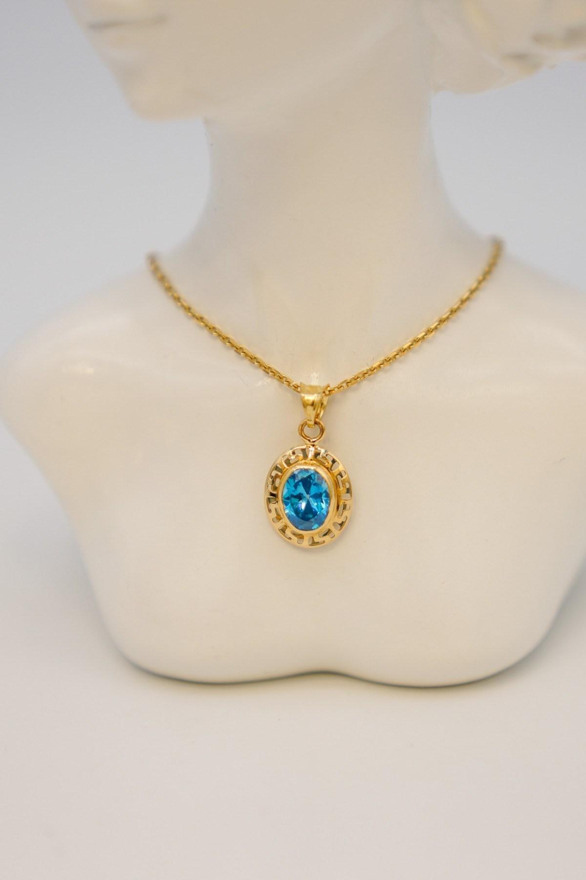 Topaz Taşlı Kolye Ucu 14 Ayar