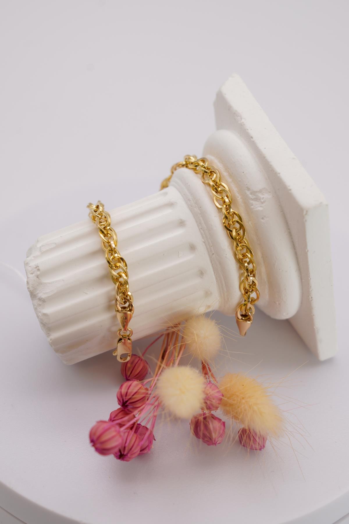 14 Ayar Altın Burgu Zincir Model Kadın Bileklik - Klasik Şıklıkta Günlük Kullanım İçin