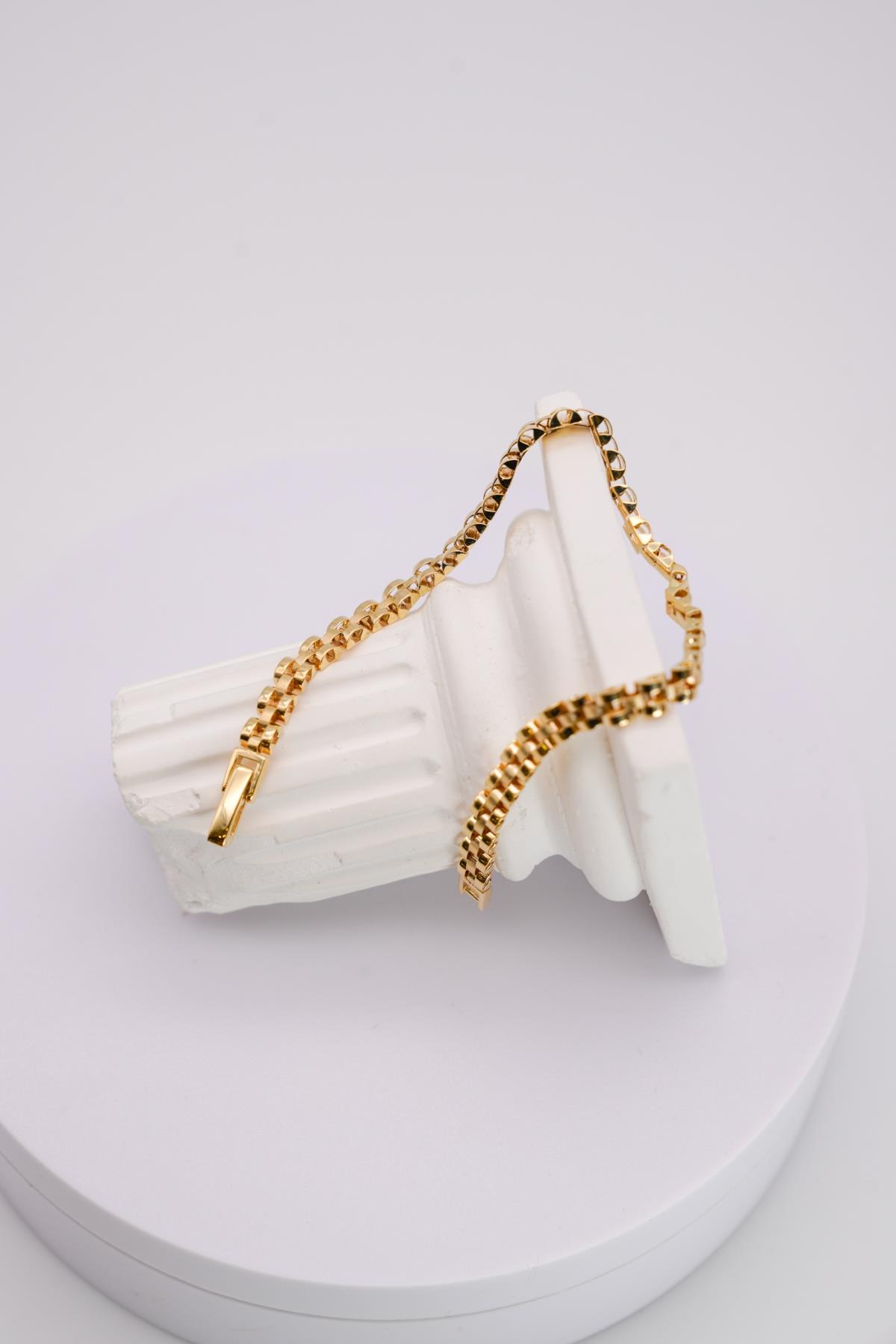 14 Ayar Altın Erkek Zincir Bileklik | Kalın Desenli, Klasik ve Maskülen Takı Modeli