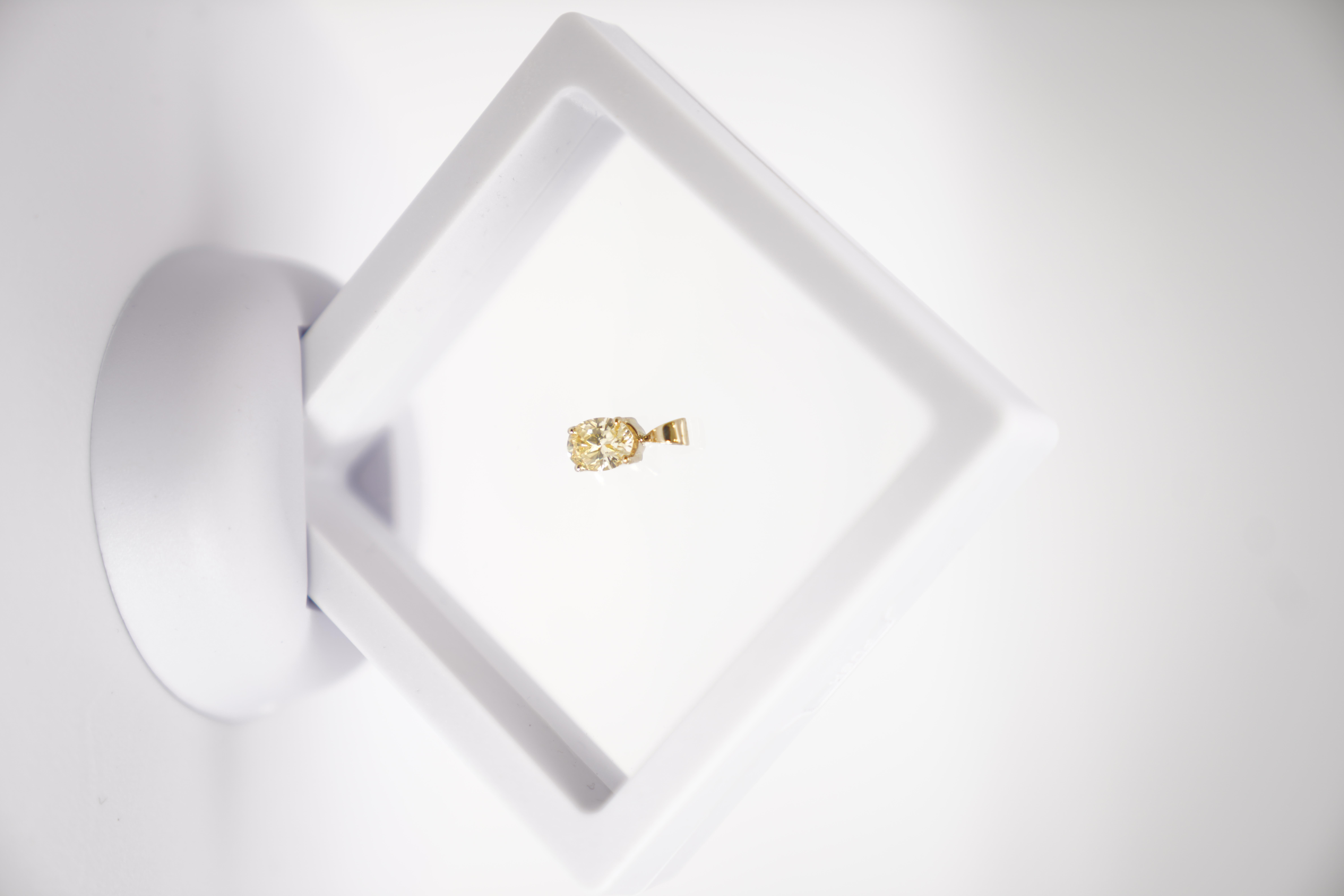 14 Ayar Altın Oval Kesim Sitrin Taşlı Zarif ve Minimal Kolye Ucu Modeli