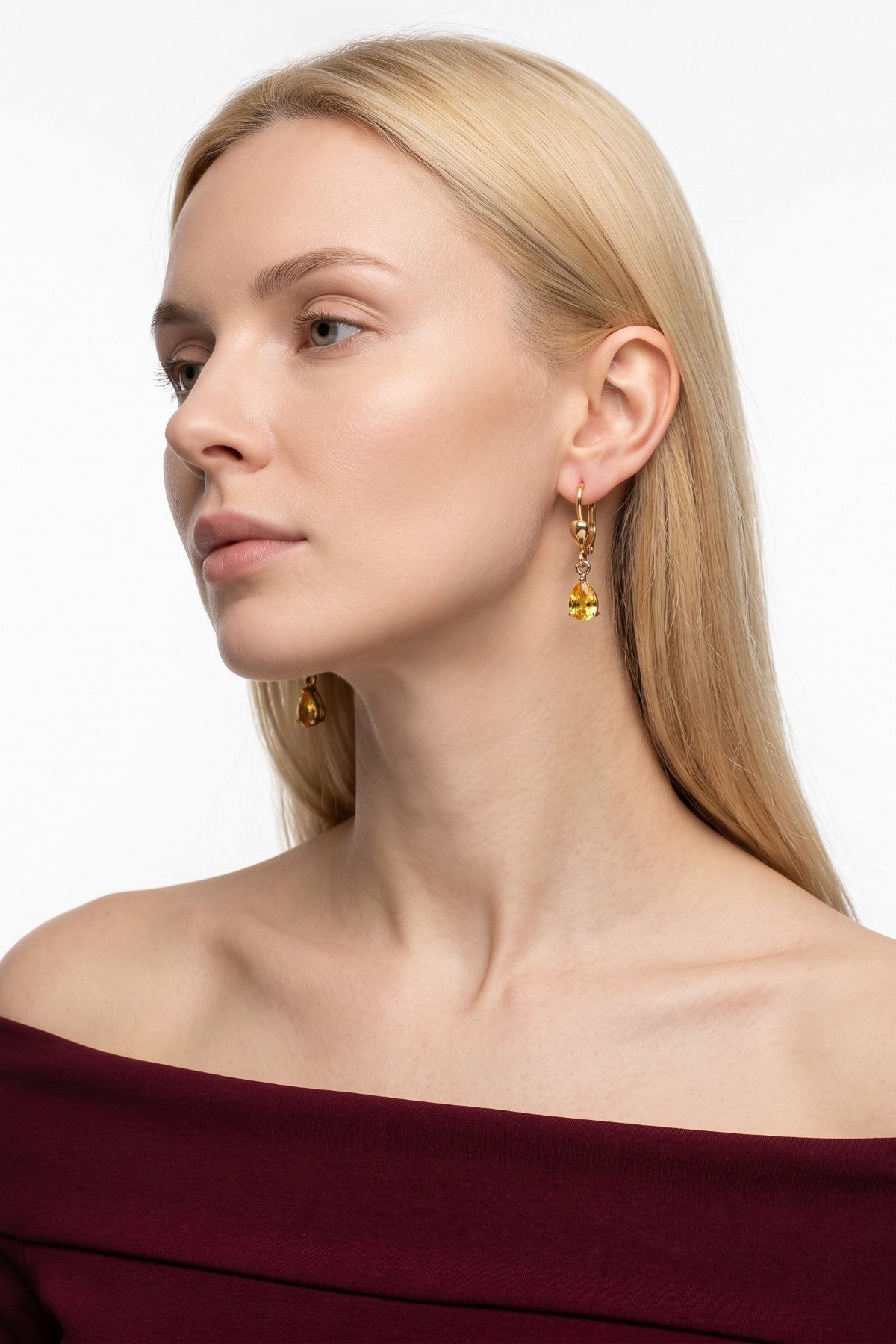 Citrin-Stein-Ohrringe 14 Karat
