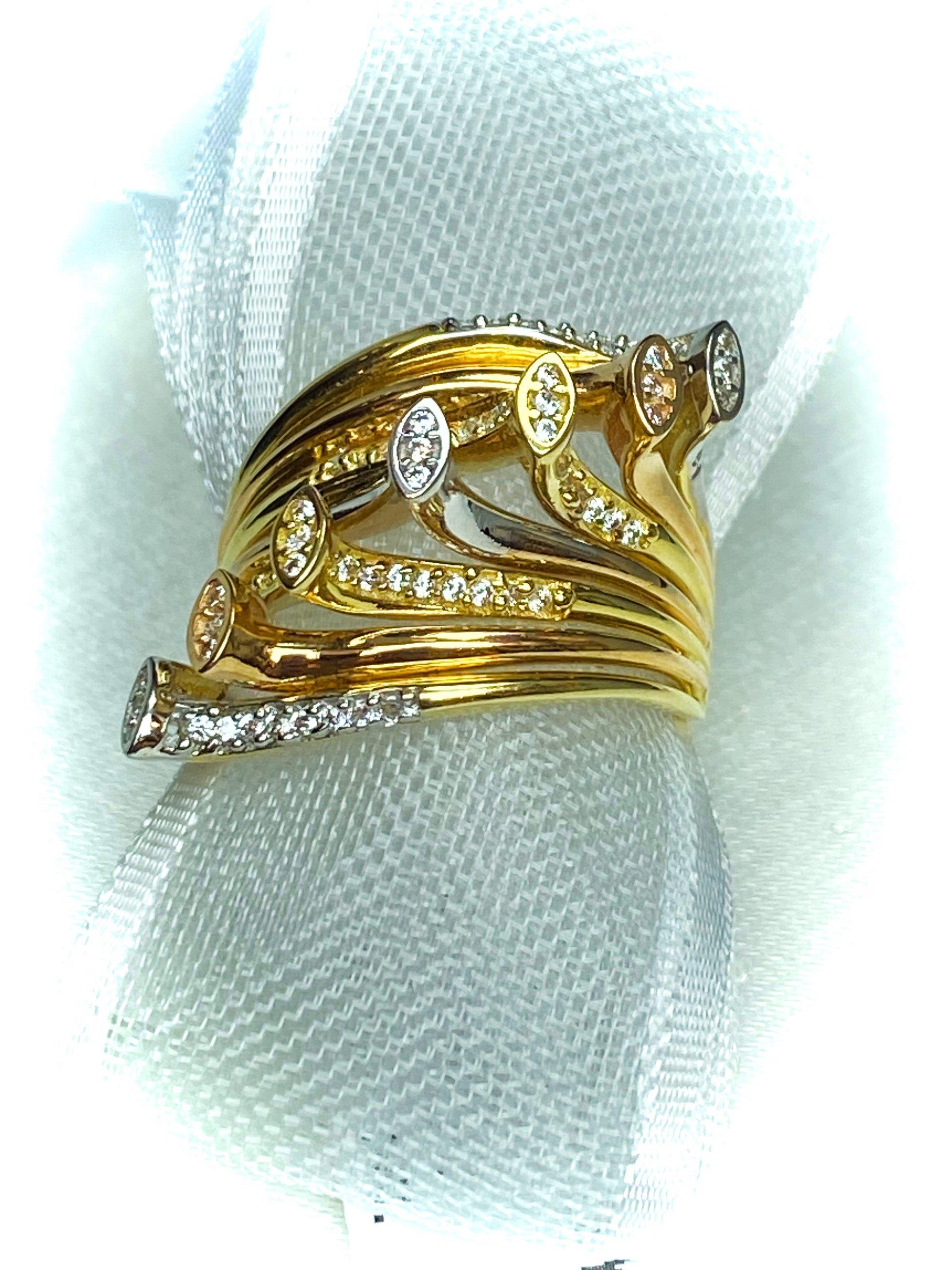 2 Color Zircon Stone Ring 14 Carat