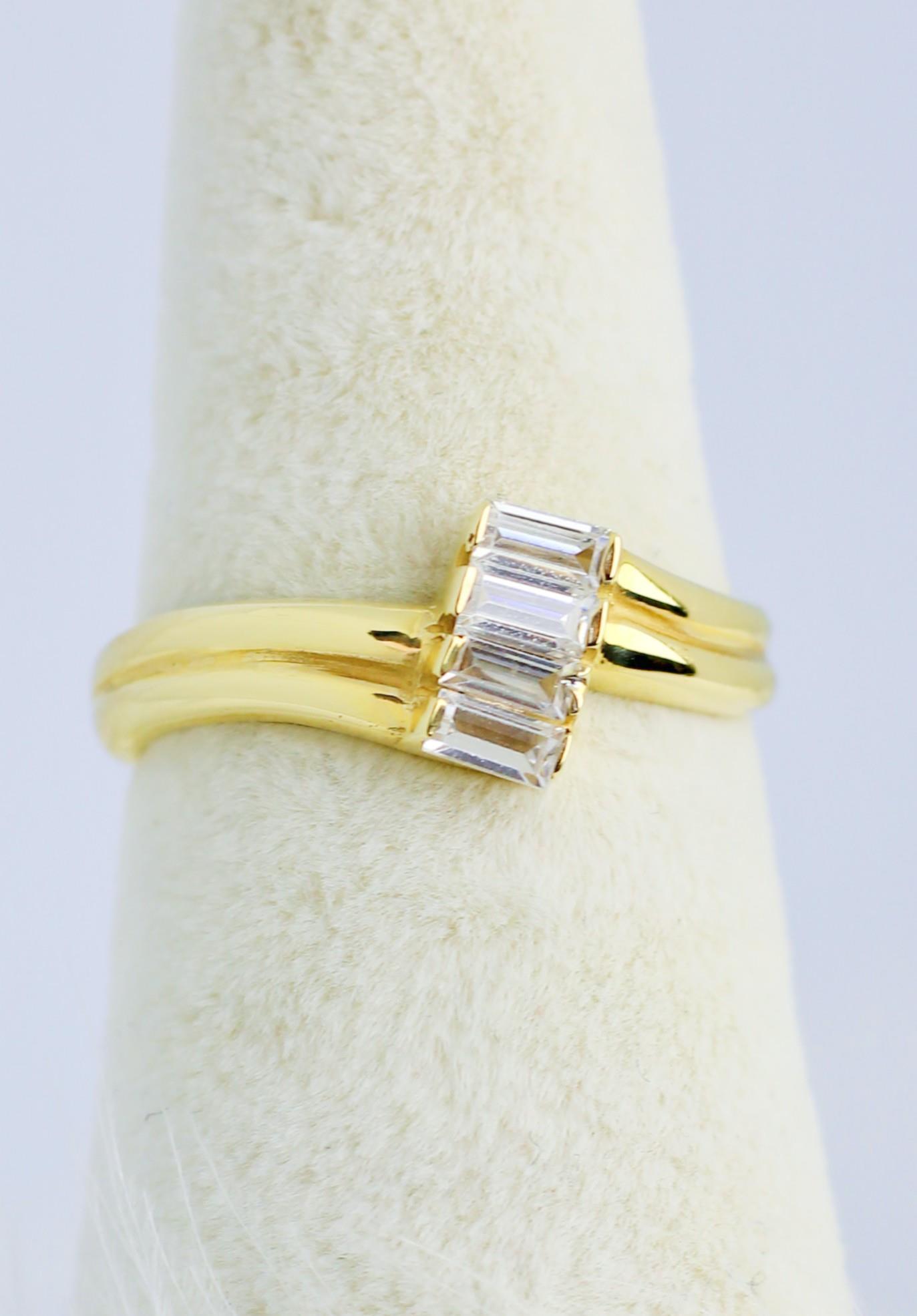 Baguette-Zirkon-Steinring 14 Karat