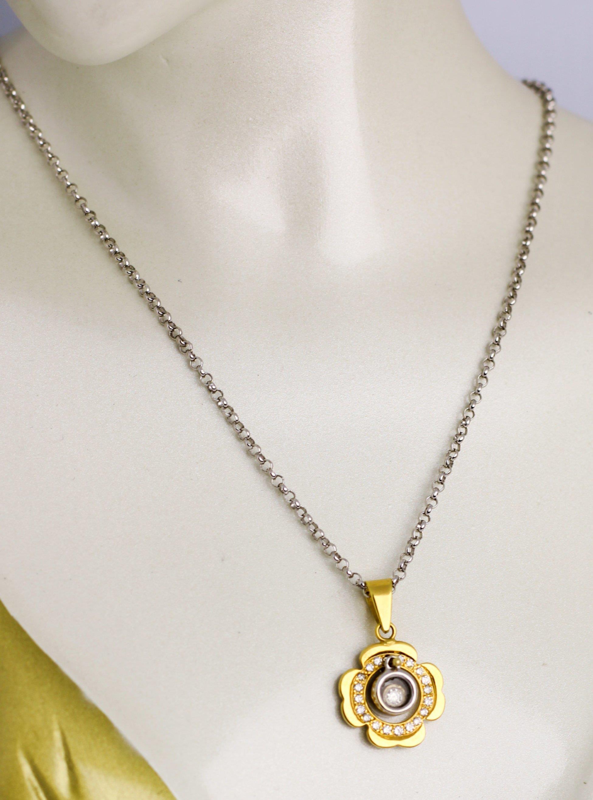 Blumenförmige Diamant-Halskette, 18 Karat