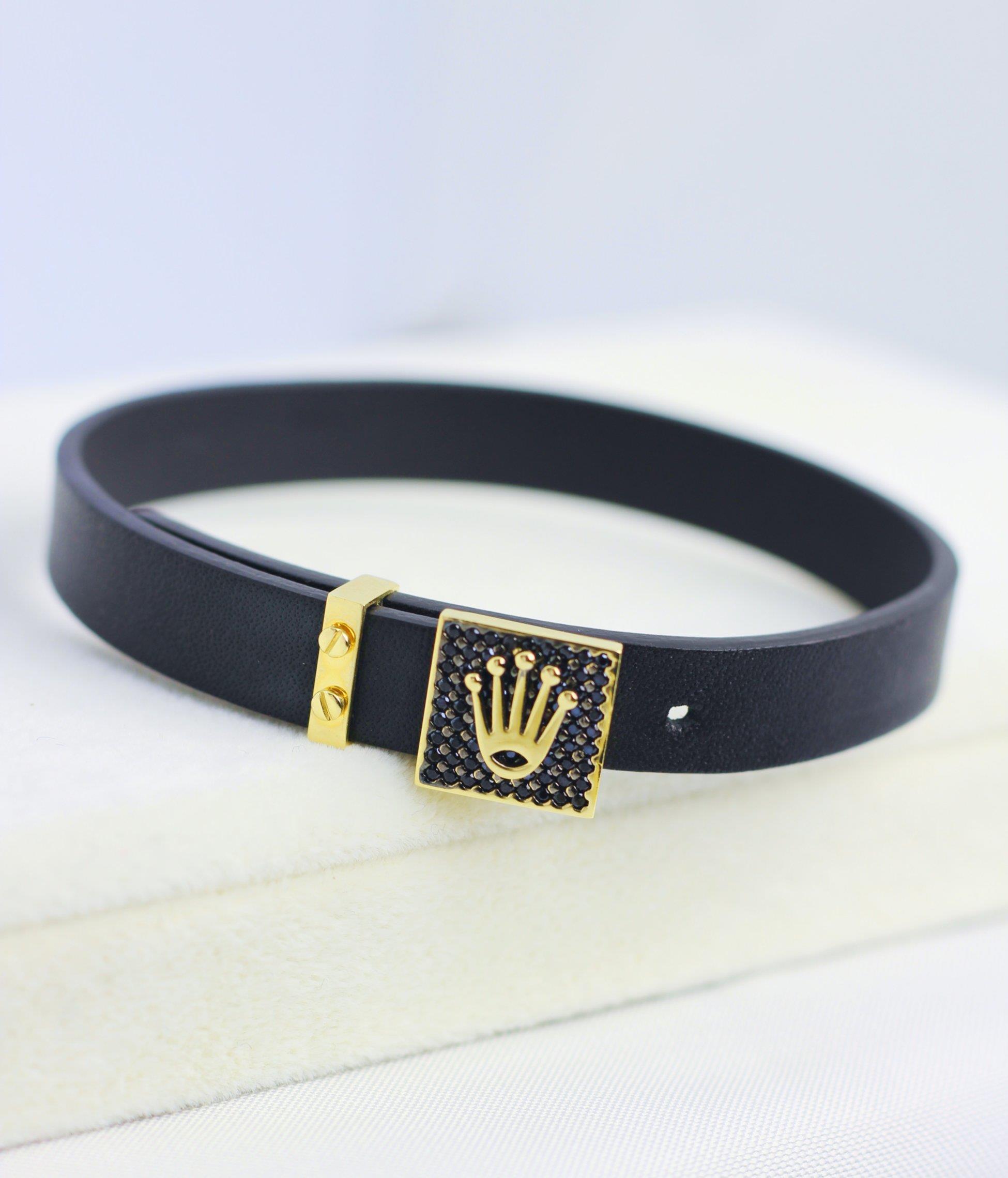 Cartier-Armband aus Leder, 14 Karat