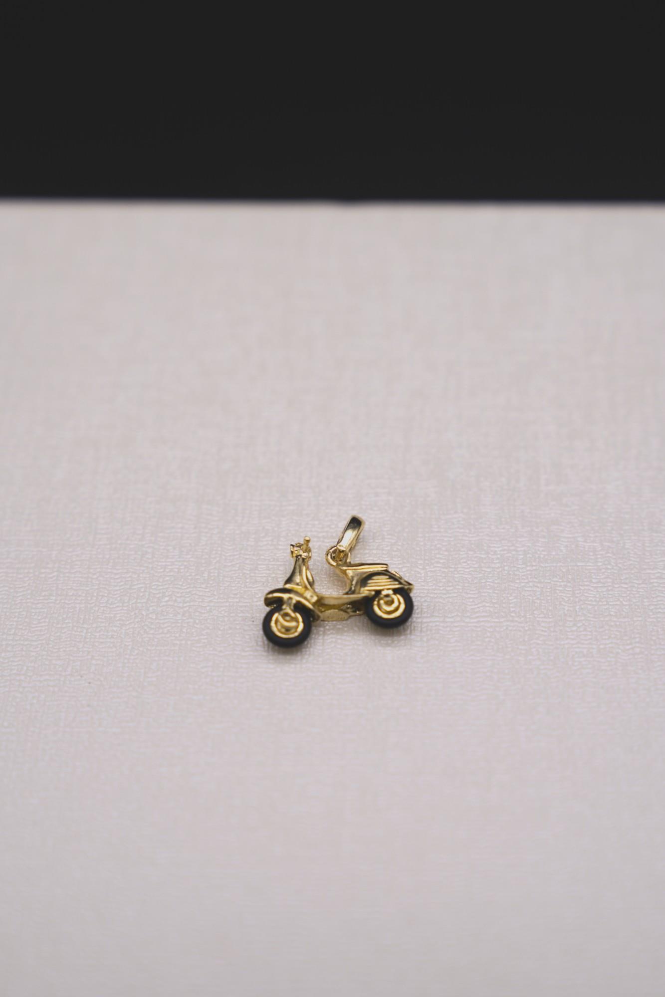 Motosiklet Figürlü Kolye Ucu 14 Ayar