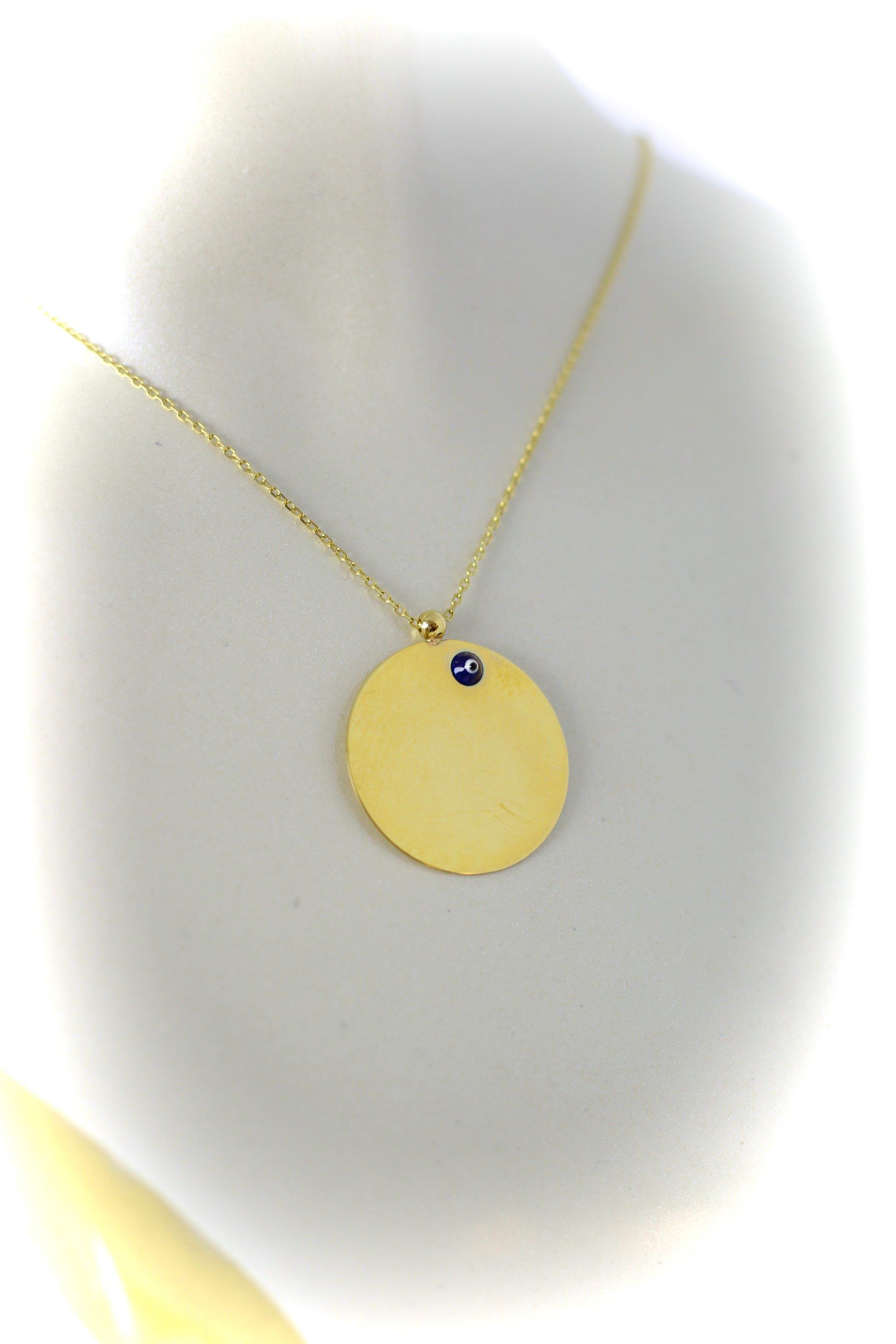 Personalisierte Halskette mit Evil Eye-Perlen, 14 Karat