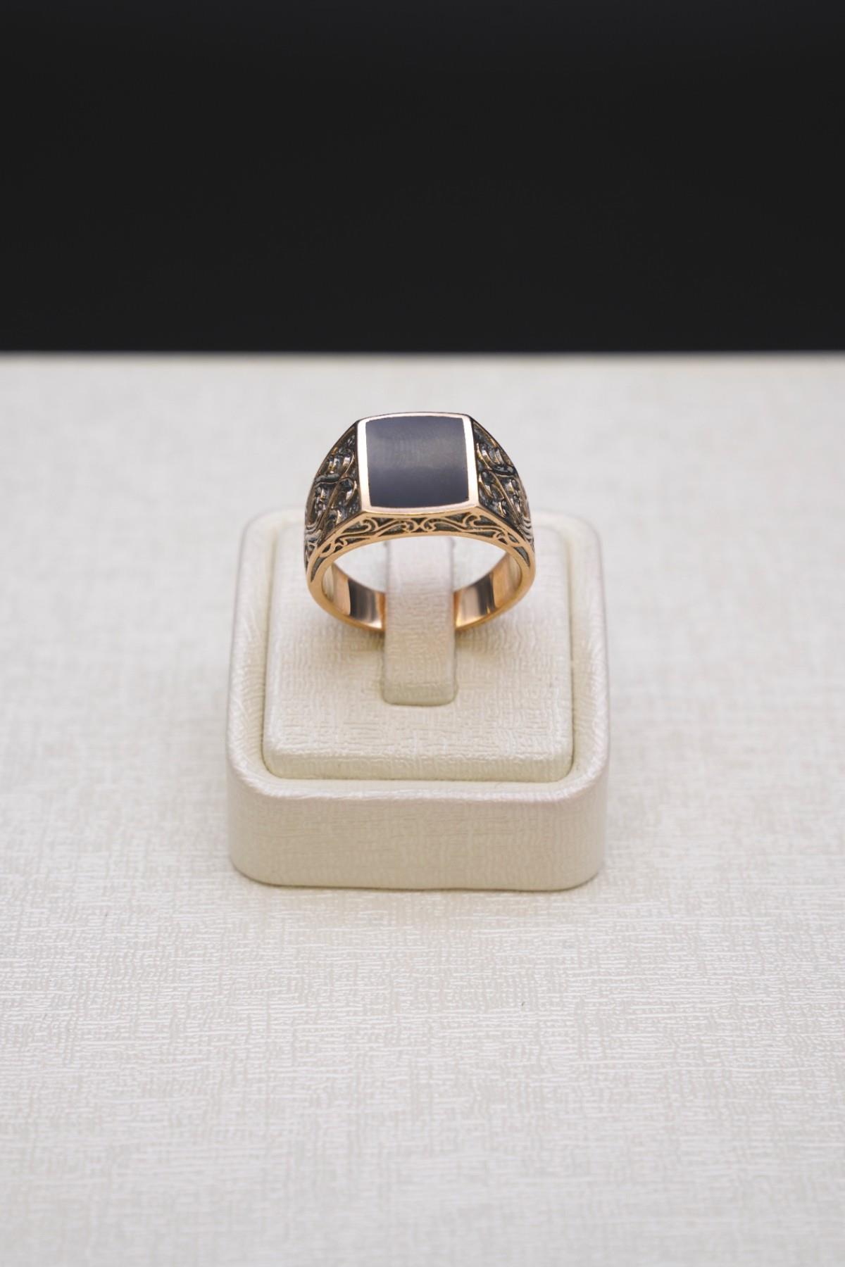 Oniks Taşlı Erkek Yüzük 14 Ayar