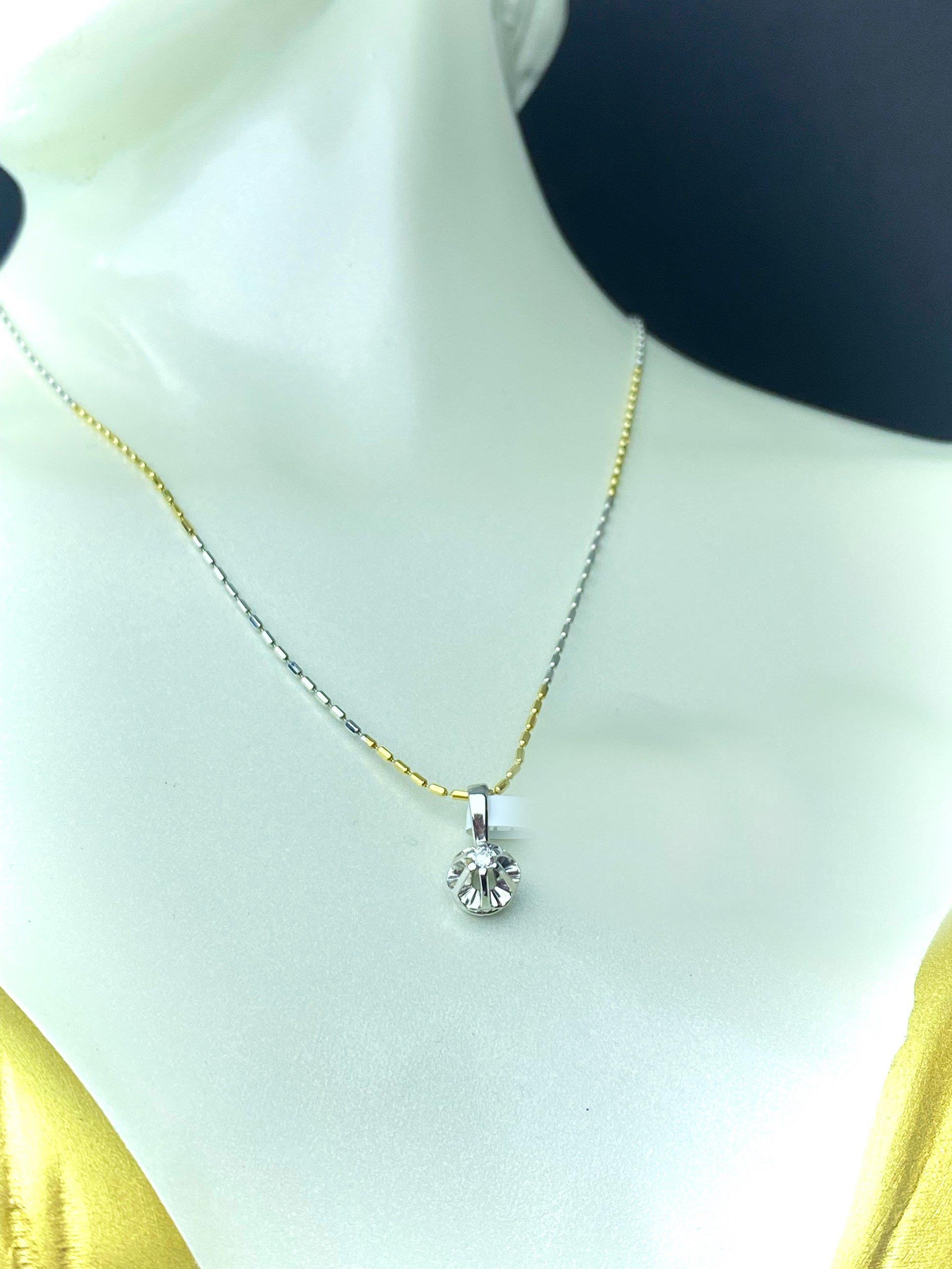 Diamond Solitaire White Gold Pendant 14 Carat