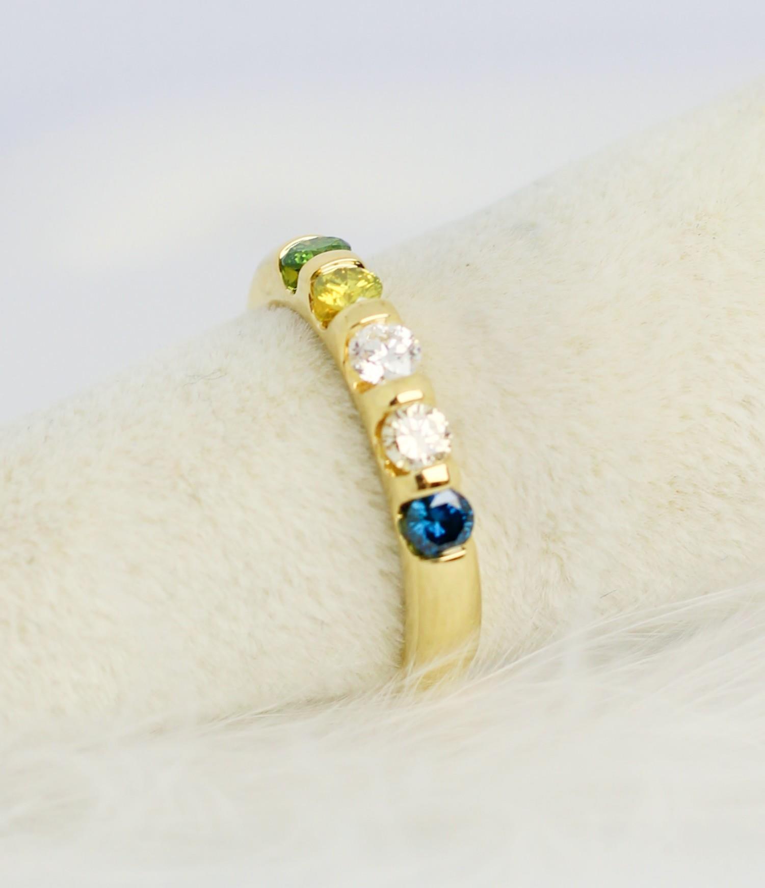 Colored Stone Diamond Ring 14 Carat
