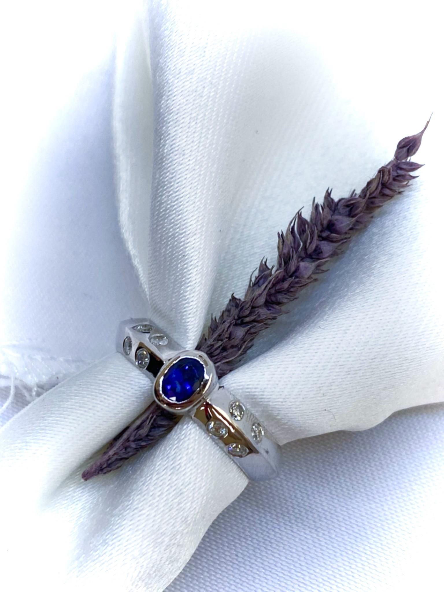 Sapphire Stone Diamond Ring 14 Carat