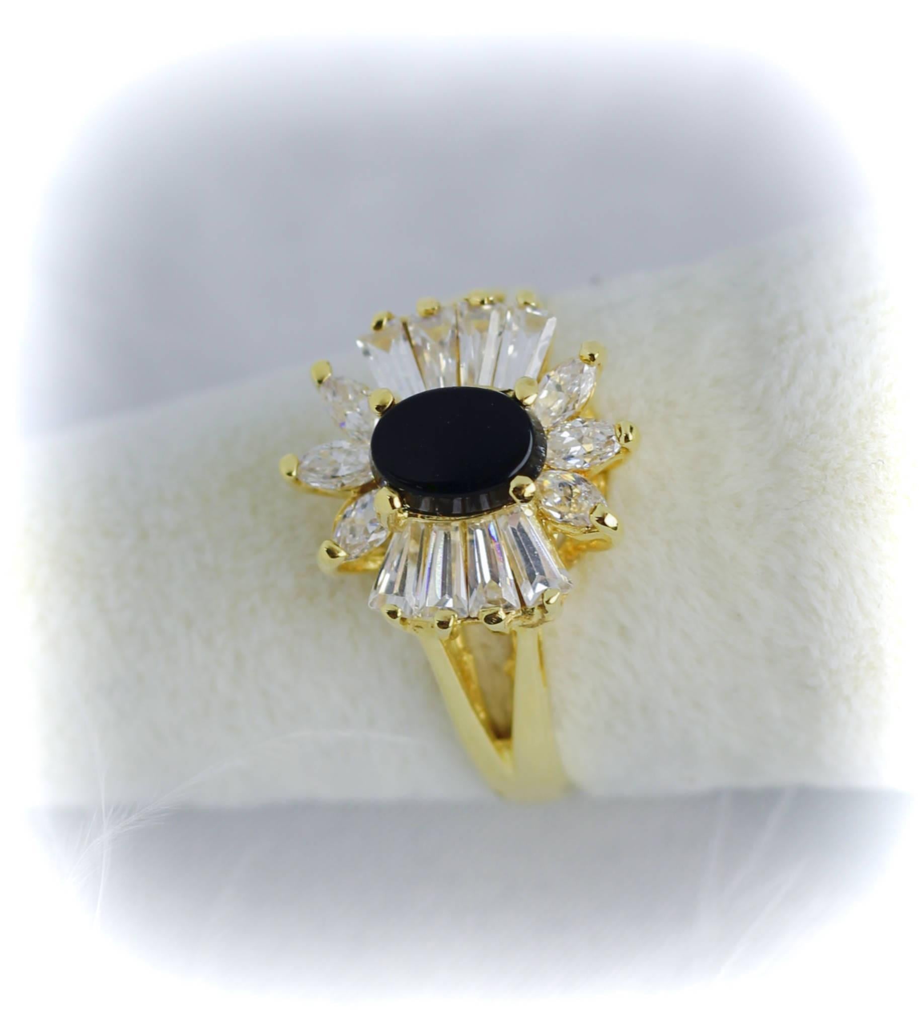 Saphirstein-Zirkon-Ring 14 Karat