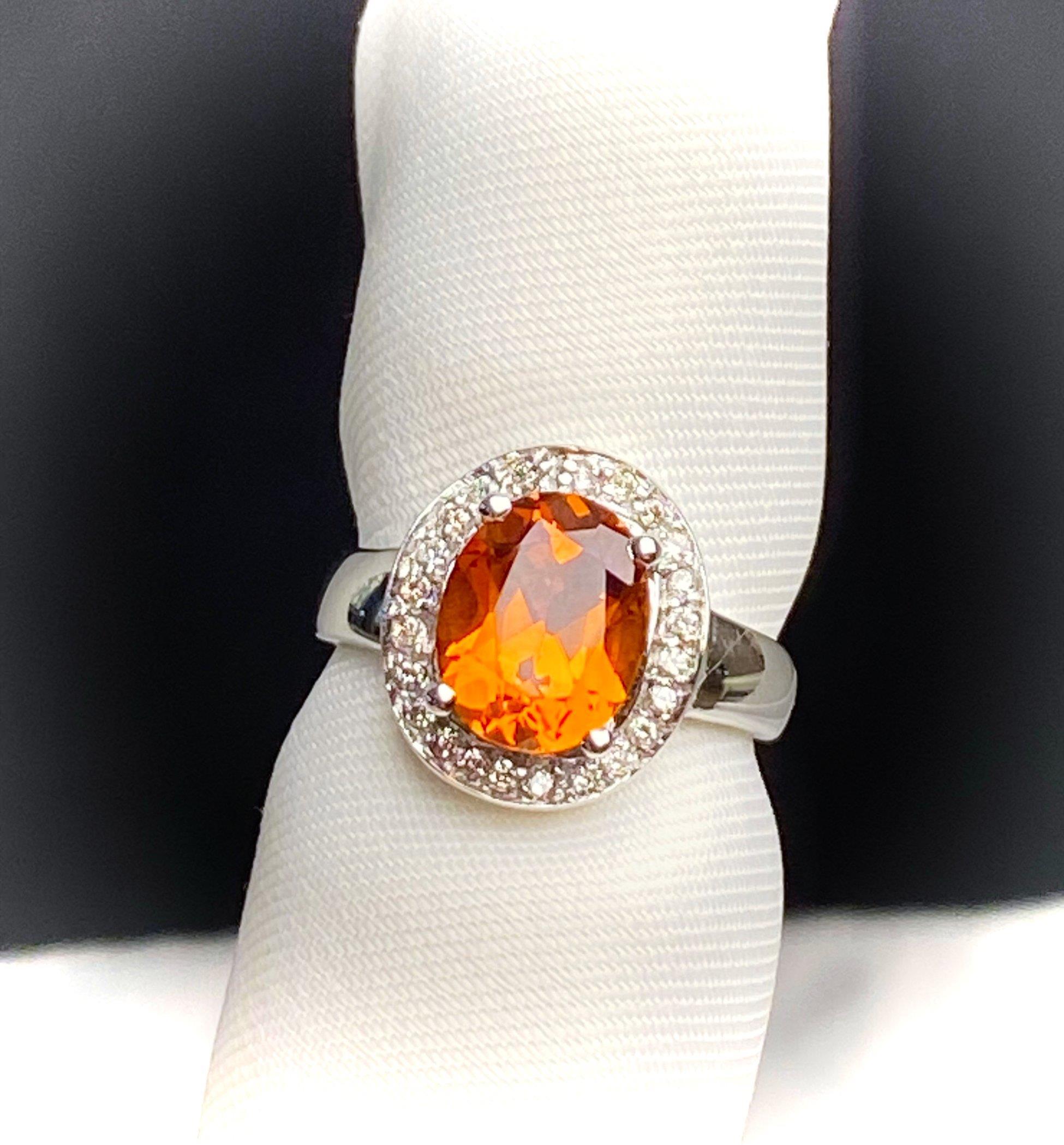 Citrine Stone Diamond Solitaire Ring 14 Carat