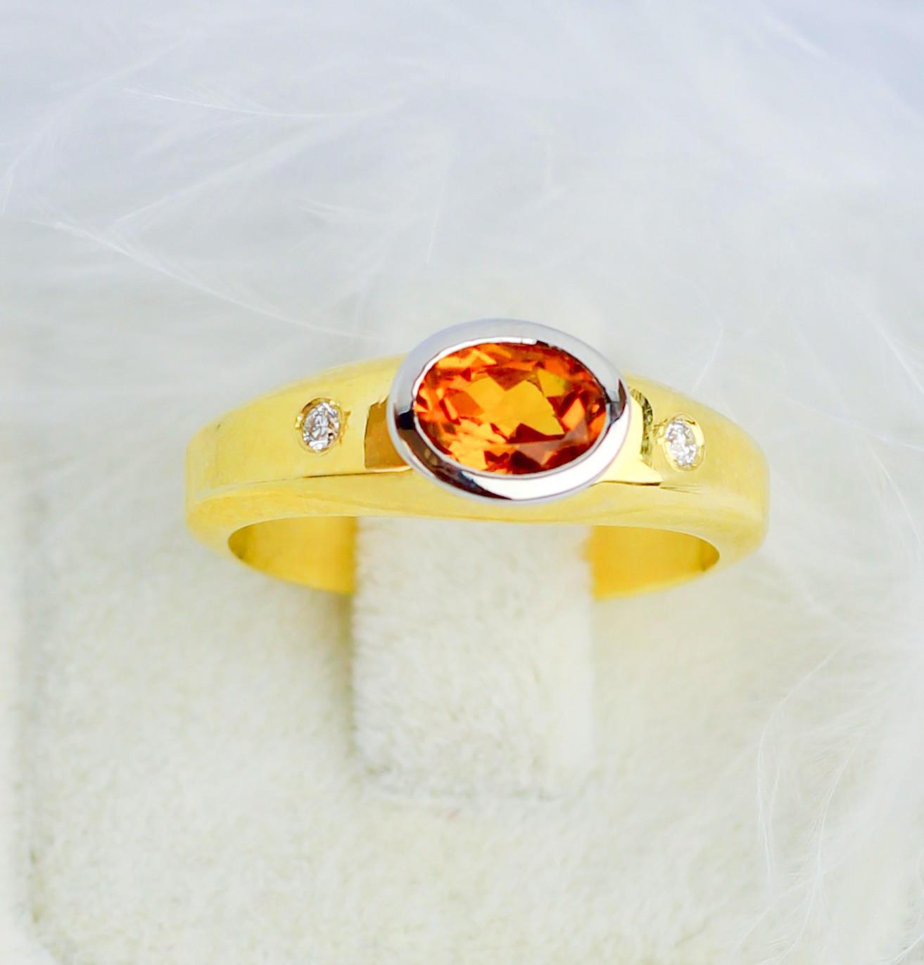 Citrine Stone Diamond Ring 14 Carat